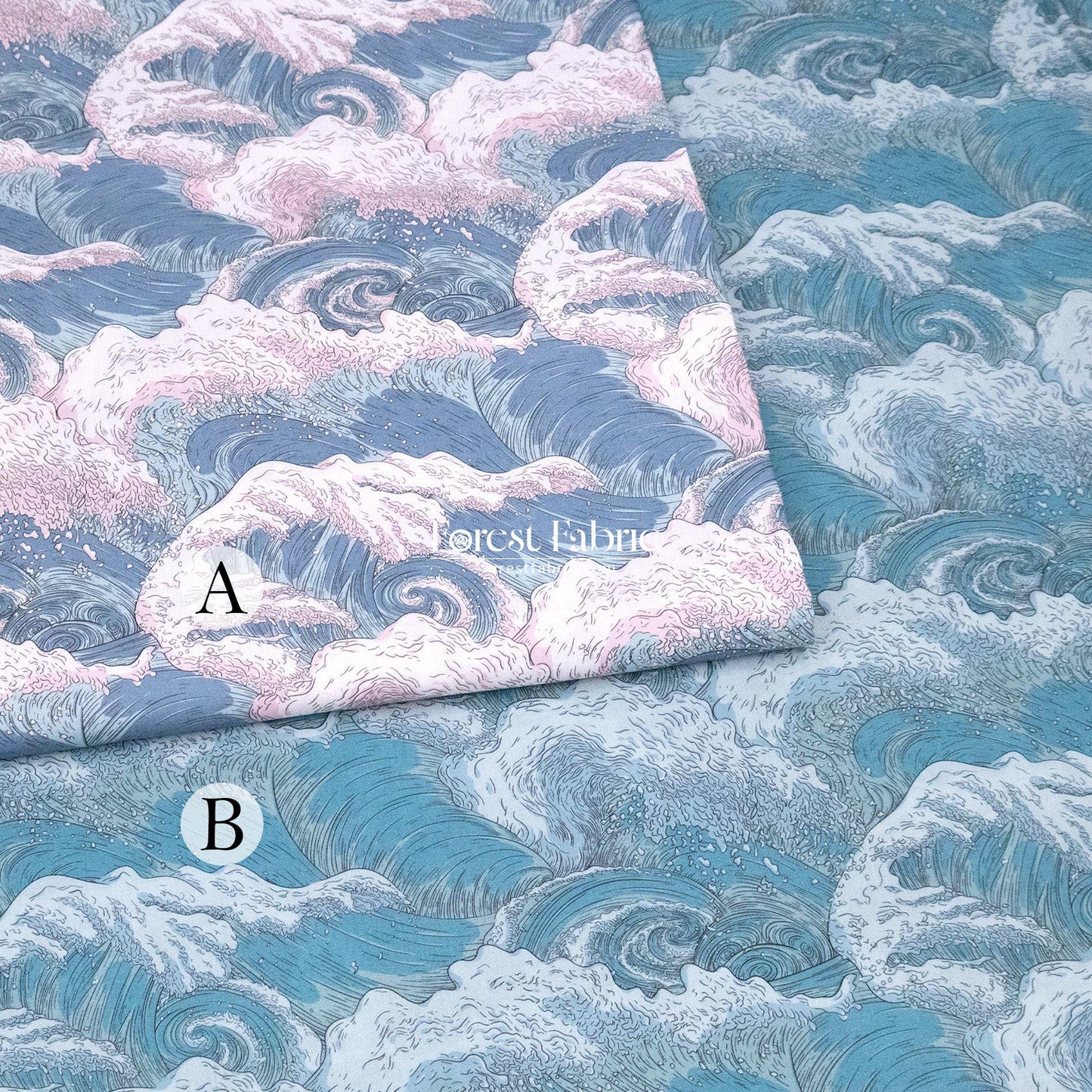 Liberty of London (Cotton Tana Lawn Fabric) - Vespertine wave - FO:REST Fabric 布恩堂Liberty fabrictana lawnjapanese fabricykk zipper