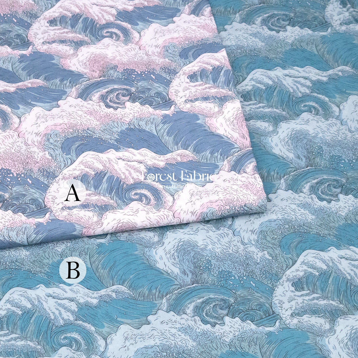 Liberty of London (Cotton Tana Lawn Fabric) - Vespertine wave - FO:REST Fabric 布恩堂Liberty fabrictana lawnjapanese fabricykk zipper