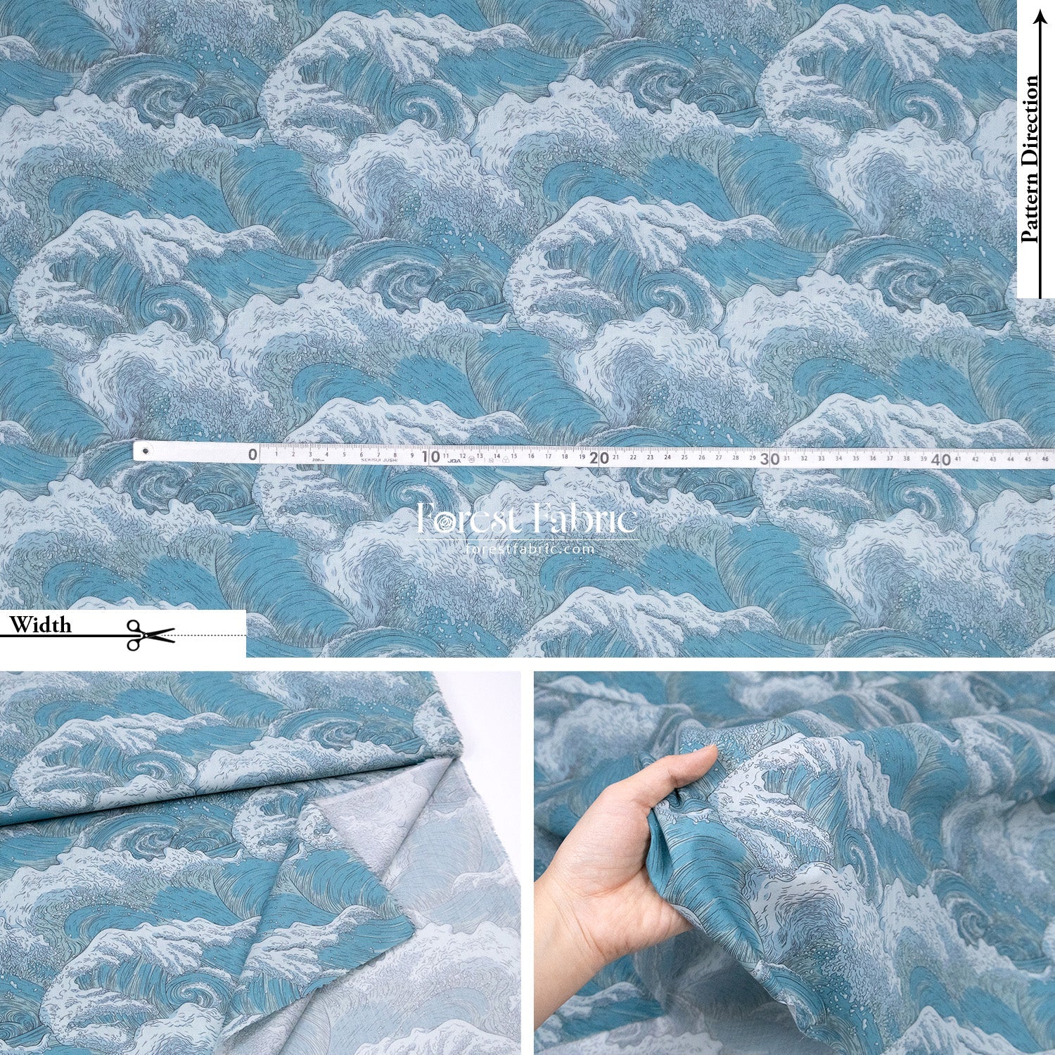 Liberty of London (Cotton Tana Lawn Fabric) - Vespertine wave - FO:REST Fabric 布恩堂Liberty fabrictana lawnjapanese fabricykk zipper