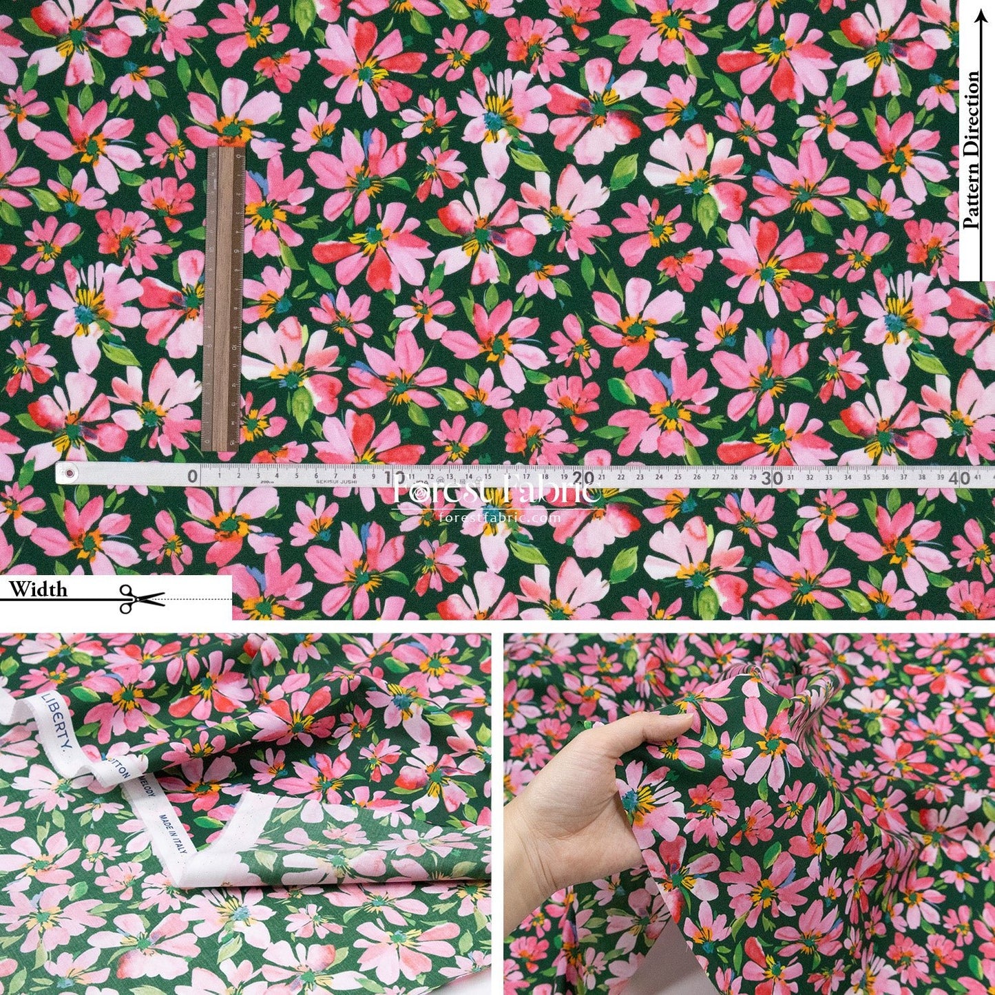 Liberty of London (Cotton Tana Lawn Fabric) - Watercolour Petals - FO:REST Fabric 布恩堂Liberty fabrictana lawnjapanese fabricykk zipper