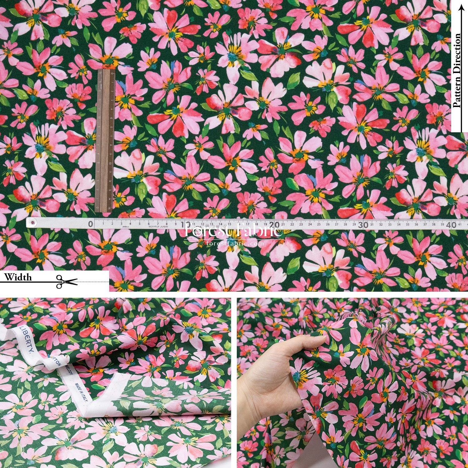 Liberty of London (Cotton Tana Lawn Fabric) - Watercolour Petals - FO:REST Fabric 布恩堂Liberty fabrictana lawnjapanese fabricykk zipper