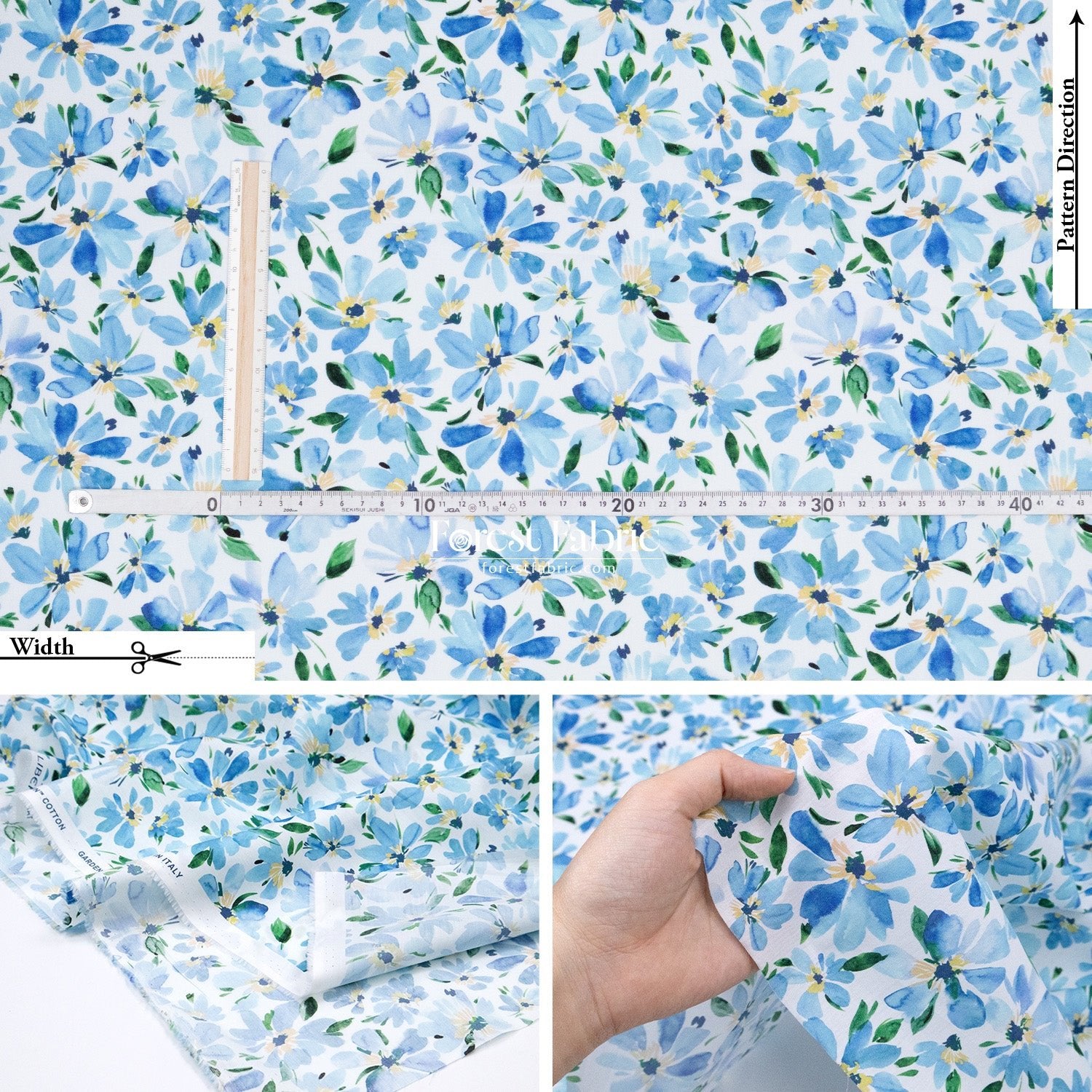 Liberty of London (Cotton Tana Lawn Fabric) - Watercolour Petals - FO:REST Fabric 布恩堂Liberty fabrictana lawnjapanese fabricykk zipper