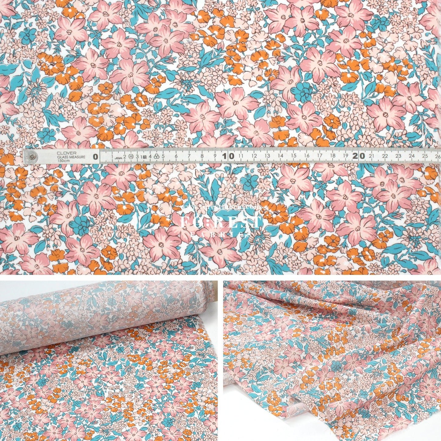 Liberty of London (Organic Fabric) - Lulworth cove Flowers Pink - FO:REST Fabric 布恩堂Liberty fabrictana lawnjapanese fabricykk zipper