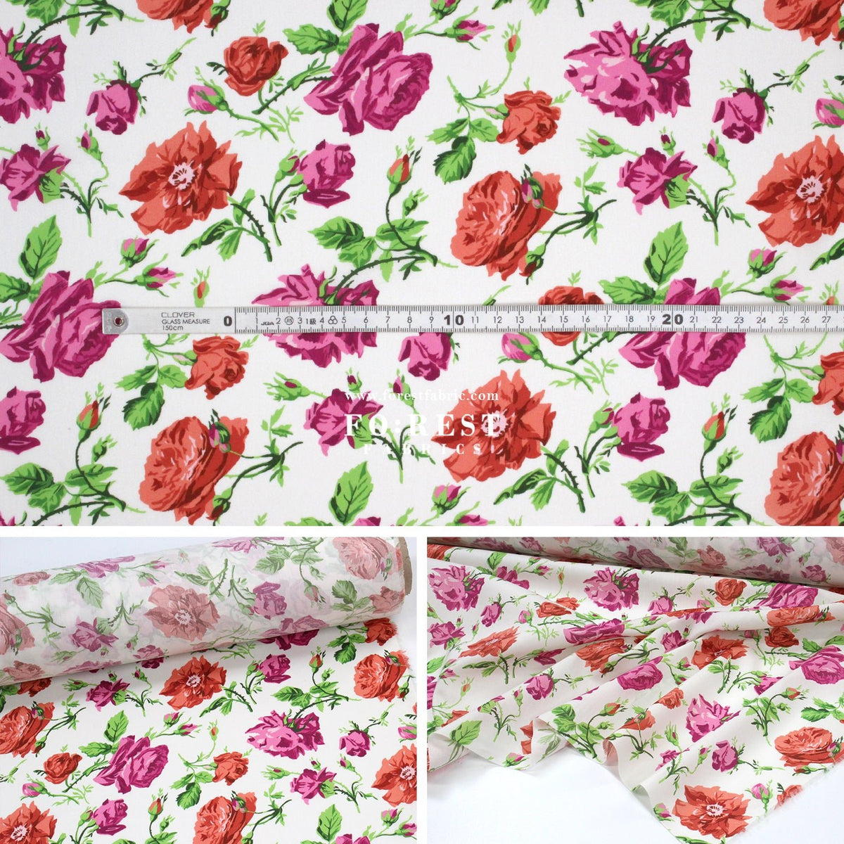 Liberty of London (Organic Fabric) - Painterly Rose Flowers Red - FO:REST Fabric 布恩堂Liberty fabrictana lawnjapanese fabricykk zipper