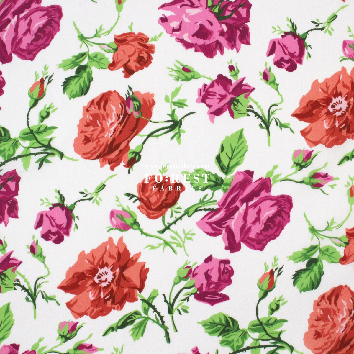 Liberty of London (Organic Fabric) - Painterly Rose Flowers Red - FO:REST Fabric 布恩堂Liberty fabrictana lawnjapanese fabricykk zipper