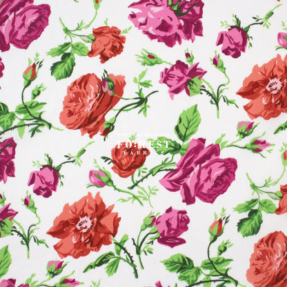 Liberty of London (Organic Fabric) - Painterly Rose Flowers Red - FO:REST Fabric 布恩堂Liberty fabrictana lawnjapanese fabricykk zipper