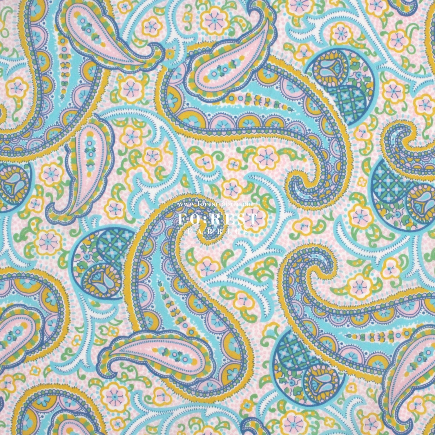 Liberty of London (Organic Fabric) - Pasha's Paisley Green - FO:REST Fabric 布恩堂Liberty fabrictana lawnjapanese fabricykk zipper