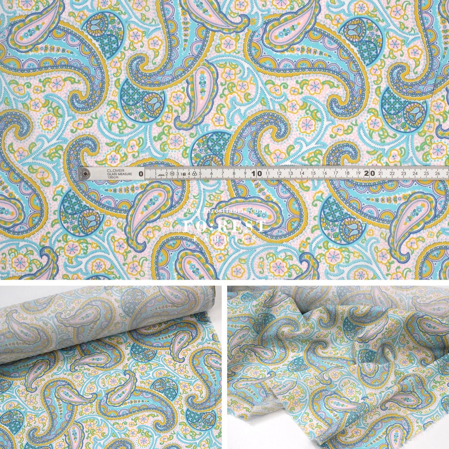 Liberty of London (Organic Fabric) - Pasha's Paisley Green - FO:REST Fabric 布恩堂Liberty fabrictana lawnjapanese fabricykk zipper