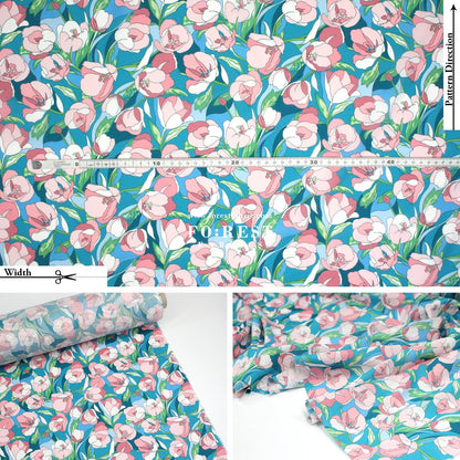 Liberty of London (Organic Tana Lawn Cotton Fabric) - Alberta Tulip C - FO:REST Fabric 布恩堂Liberty fabrictana lawnjapanese fabricykk zipper