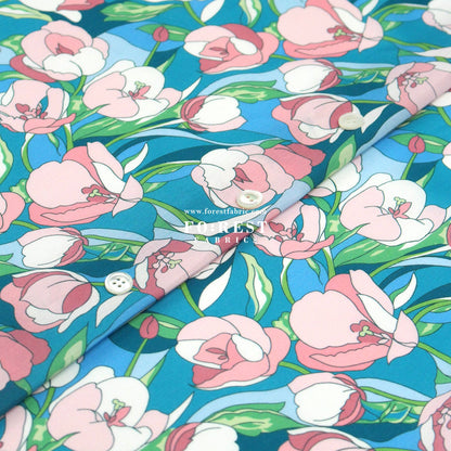 Liberty of London (Organic Tana Lawn Cotton Fabric) - Alberta Tulip C - FO:REST Fabric 布恩堂Liberty fabrictana lawnjapanese fabricykk zipper