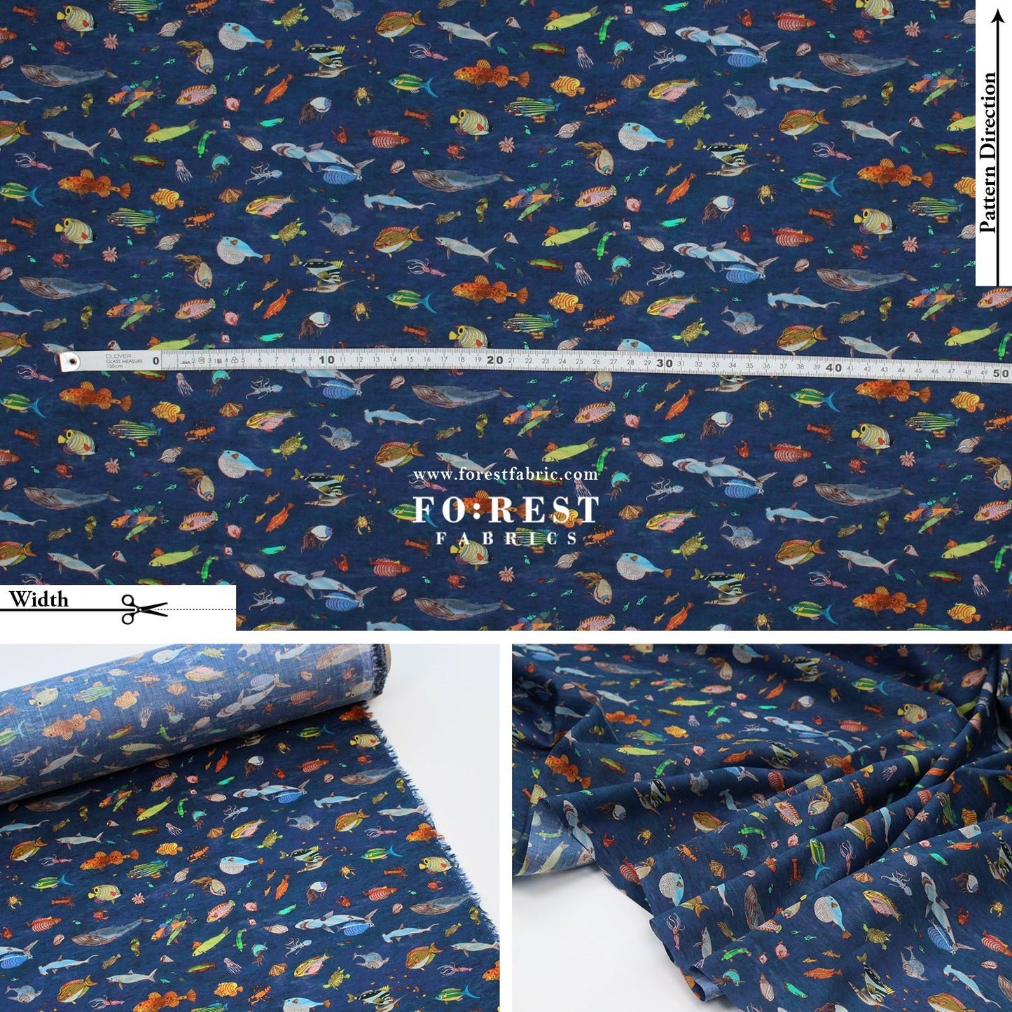 Liberty of London (Organic Tana Lawn Cotton Fabric) - Brian’s Aquarium - FO:REST Fabric 布恩堂Liberty fabrictana lawnjapanese fabricykk zipper