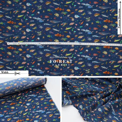Liberty of London (Organic Tana Lawn Cotton Fabric) - Brian’s Aquarium - FO:REST Fabric 布恩堂Liberty fabrictana lawnjapanese fabricykk zipper