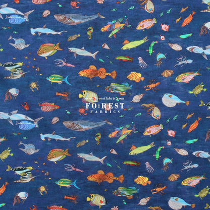 Liberty of London (Organic Tana Lawn Cotton Fabric) - Brian’s Aquarium - FO:REST Fabric 布恩堂Liberty fabrictana lawnjapanese fabricykk zipper