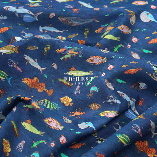 Liberty of London (Organic Tana Lawn Cotton Fabric) - Brian’s Aquarium - FO:REST Fabric 布恩堂Liberty fabrictana lawnjapanese fabricykk zipper