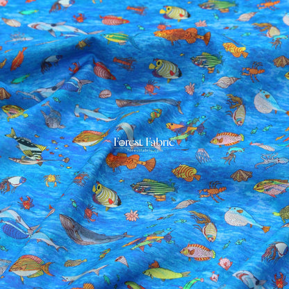 Liberty of London (Organic Tana Lawn Cotton Fabric) - Brian’s Aquarium - FO:REST Fabric 布恩堂Liberty fabrictana lawnjapanese fabricykk zipper