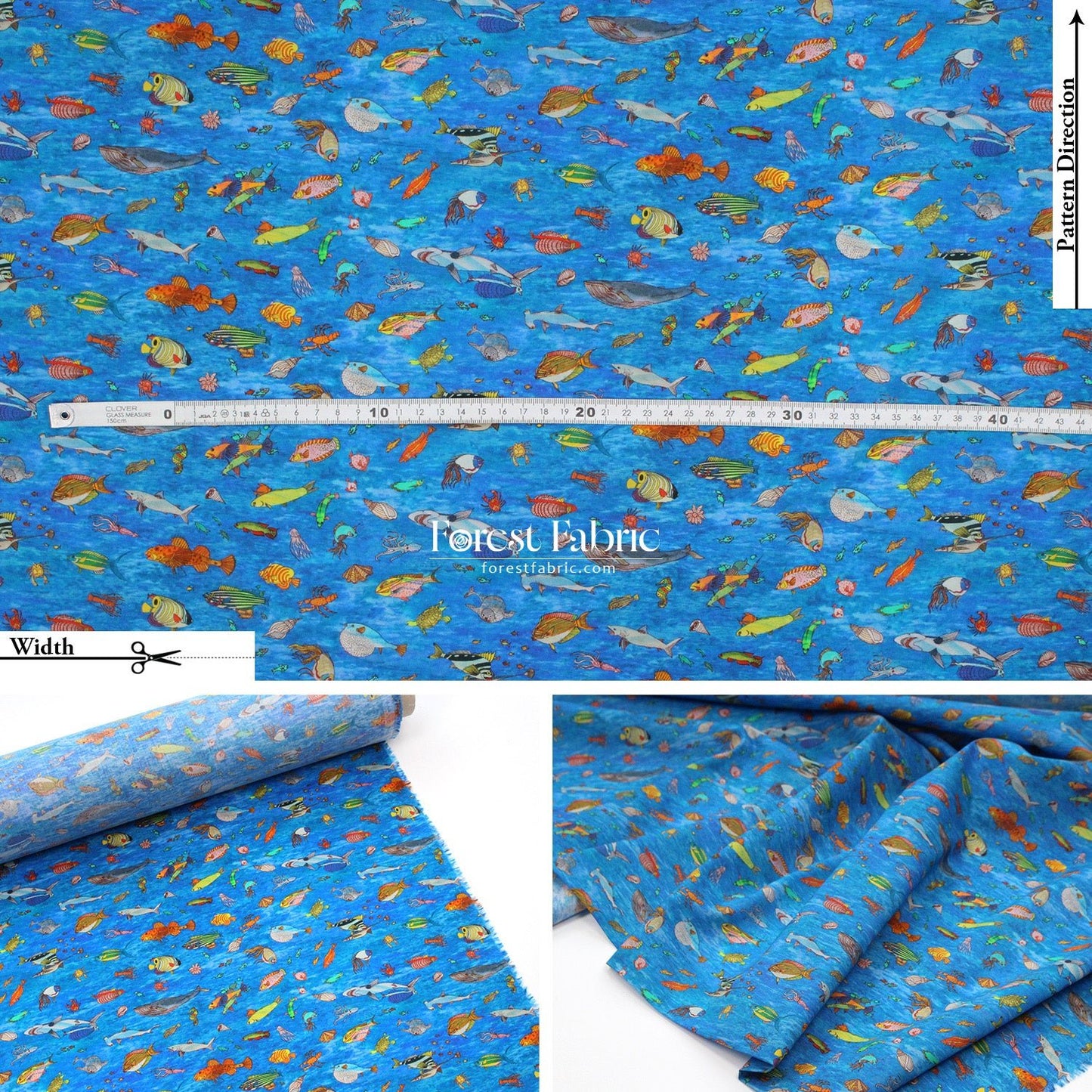 Liberty of London (Organic Tana Lawn Cotton Fabric) - Brian’s Aquarium - FO:REST Fabric 布恩堂Liberty fabrictana lawnjapanese fabricykk zipper