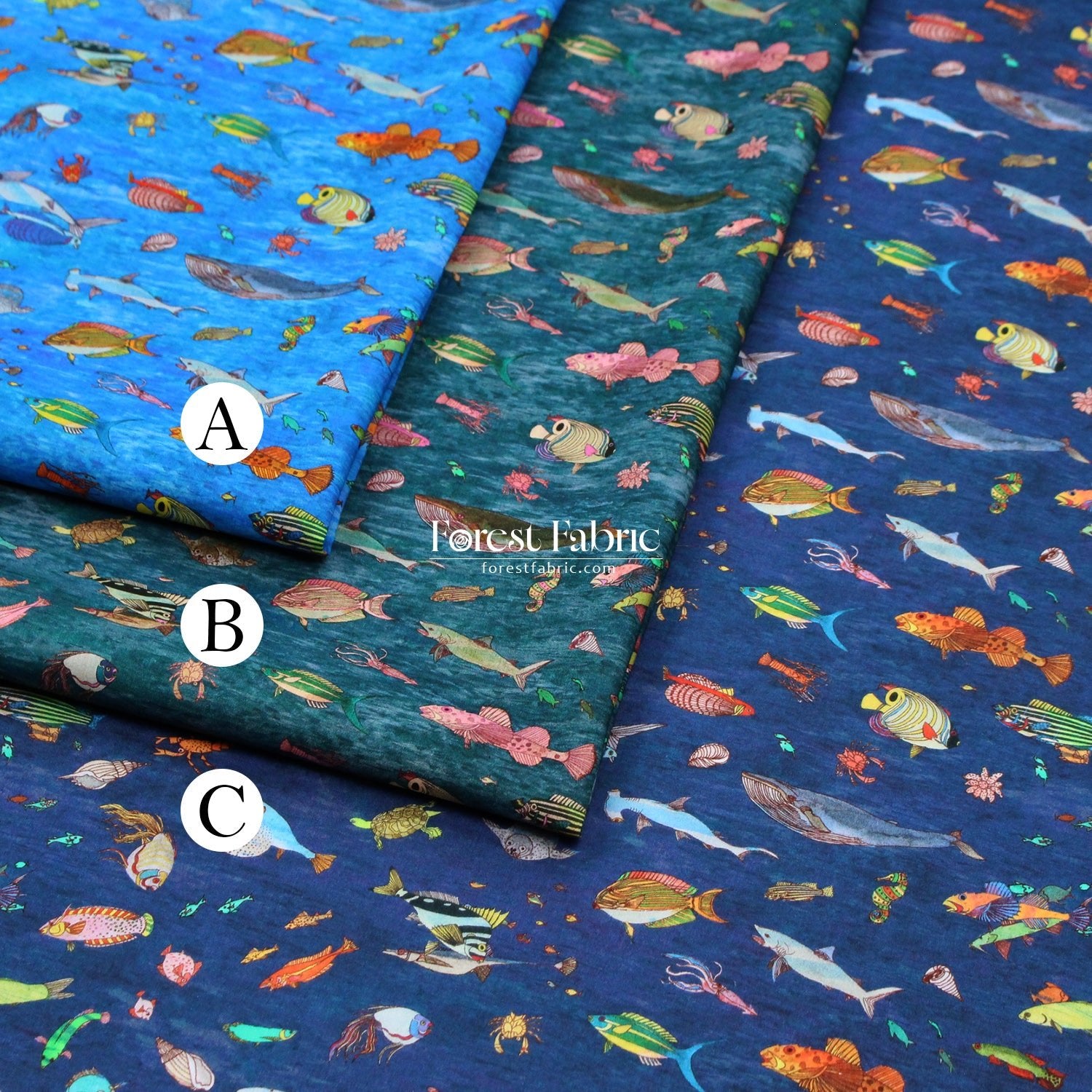 Liberty of London (Organic Tana Lawn Cotton Fabric) - Brian’s Aquarium - FO:REST Fabric 布恩堂Liberty fabrictana lawnjapanese fabricykk zipper