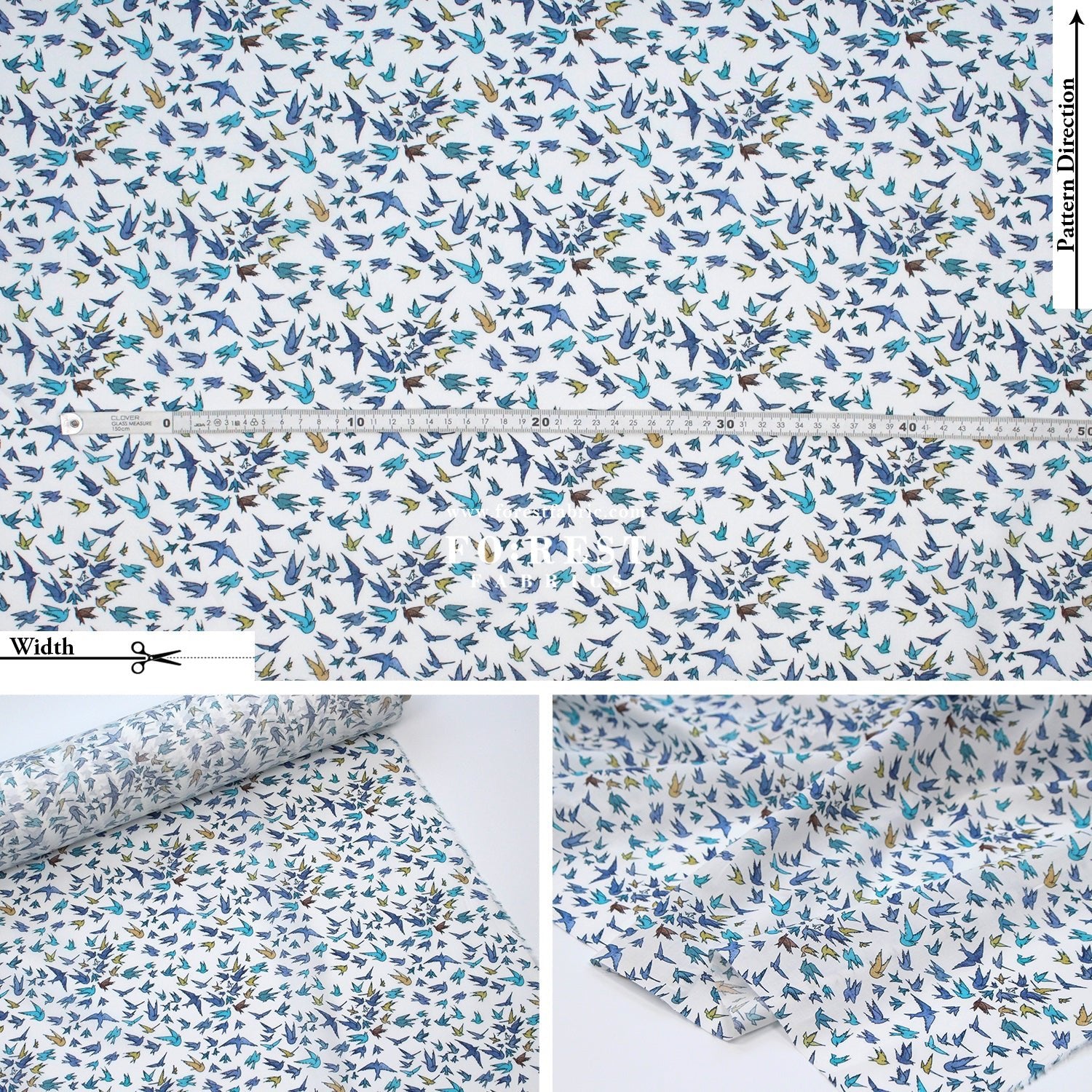 Liberty of London (Organic Tana Lawn Cotton Fabric) - Choir Of Flyers B - FO:REST Fabric 布恩堂Liberty fabrictana lawnjapanese fabricykk zipper