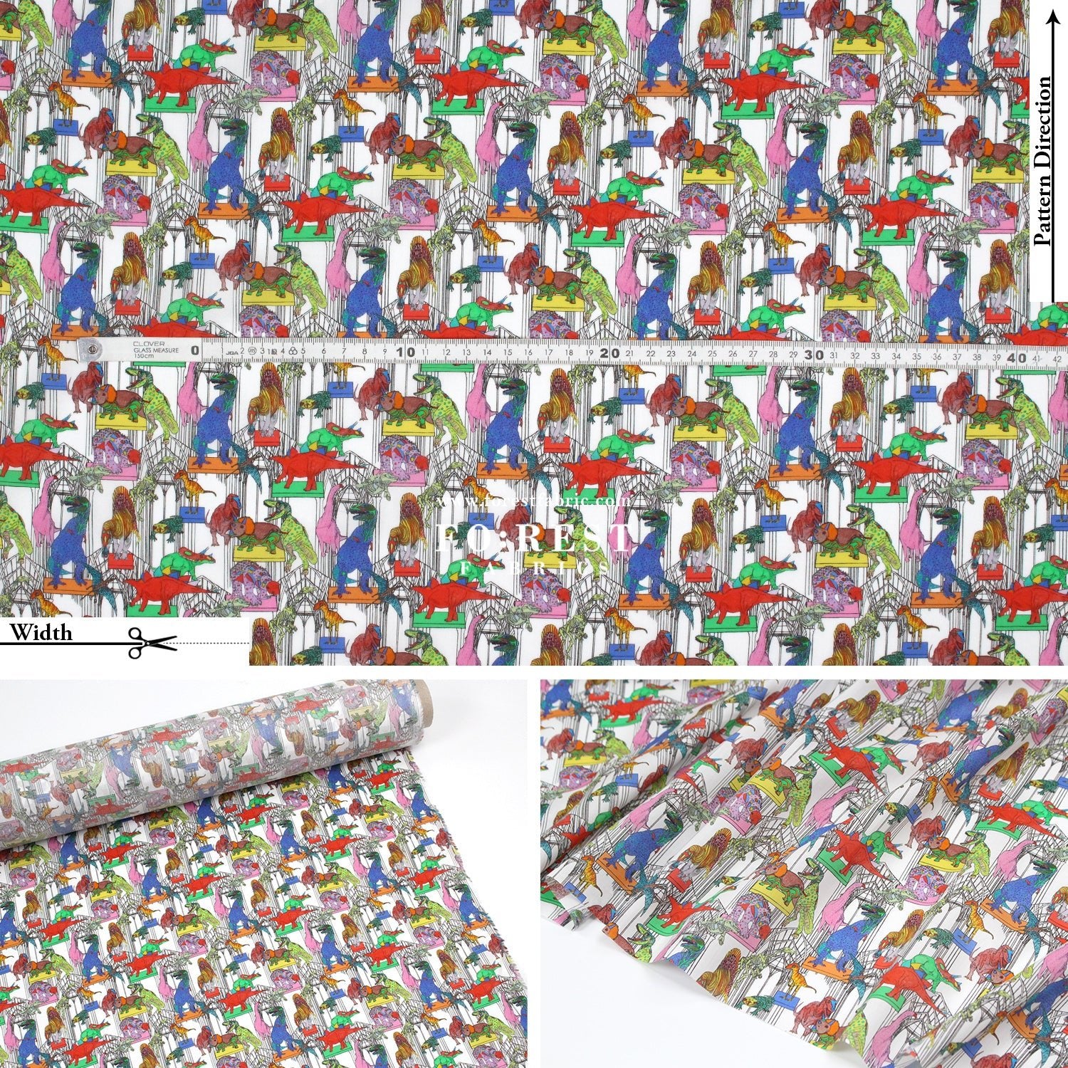 Liberty of London (Organic Tana Lawn Cotton Fabric) - Claws Roars N Dinosaur C - FO:REST Fabric 布恩堂Liberty fabrictana lawnjapanese fabricykk zipper