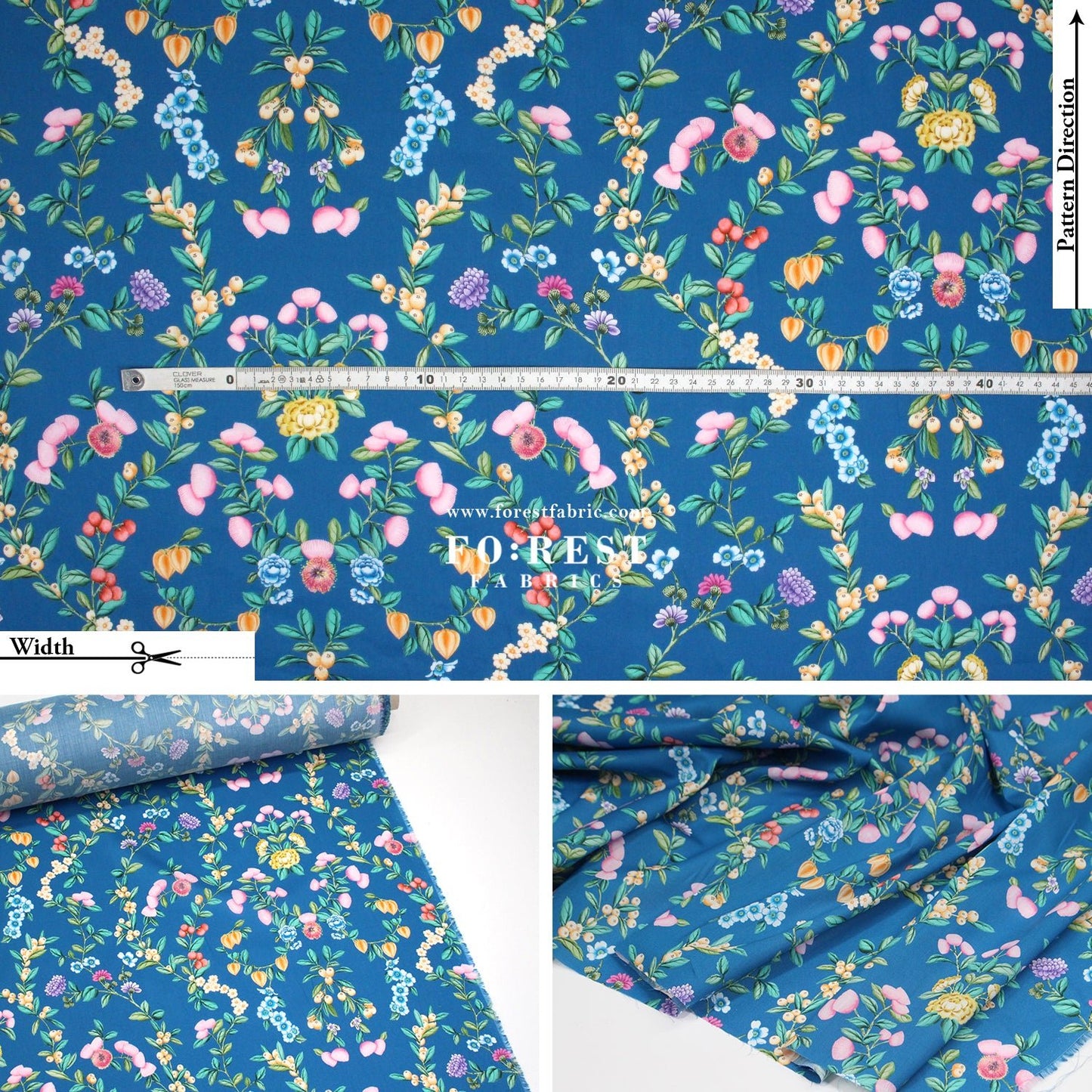 Liberty of London (Organic Tana Lawn Cotton Fabric) - Eastern Trellis C - FO:REST Fabric 布恩堂Liberty fabrictana lawnjapanese fabricykk zipper