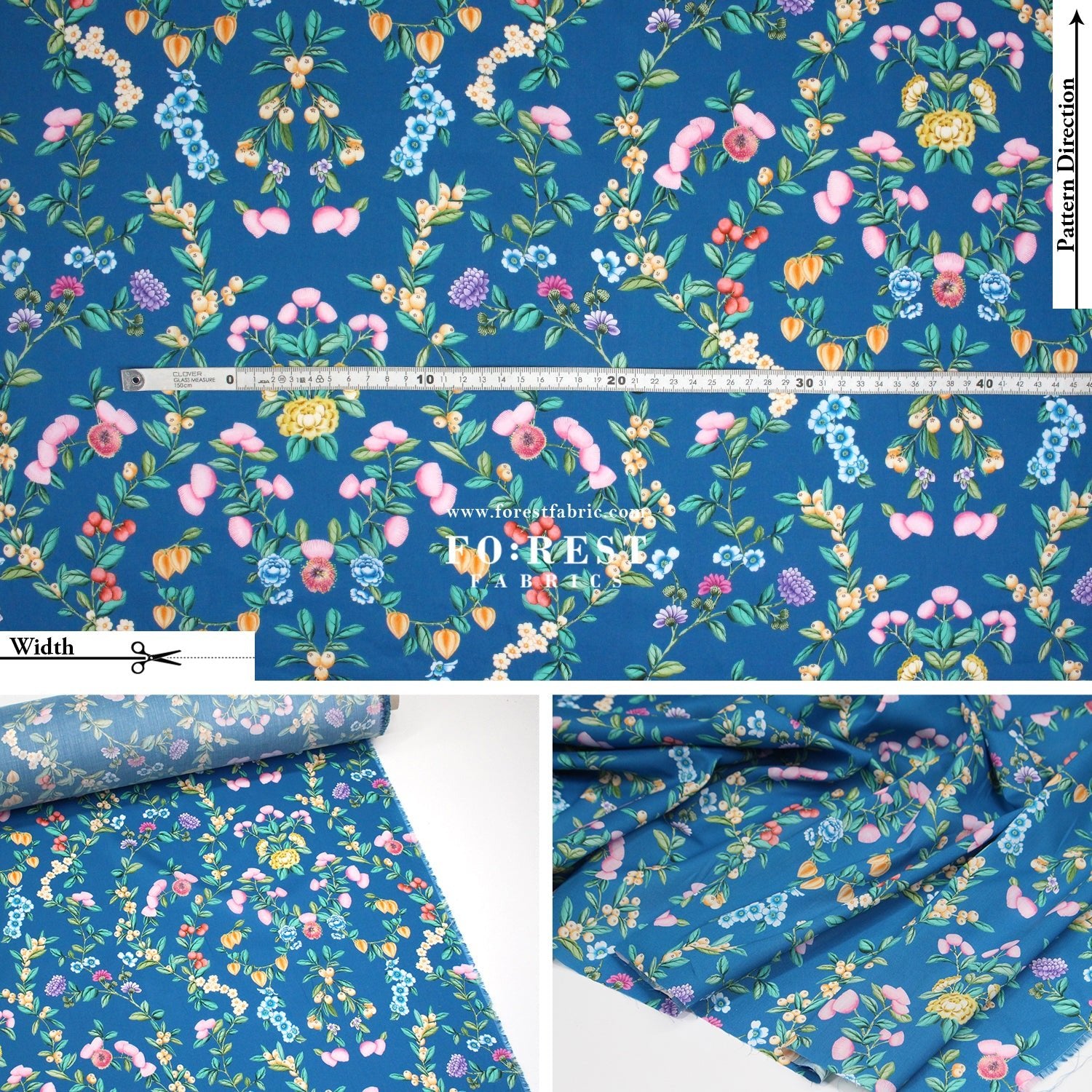 Liberty of London (Organic Tana Lawn Cotton Fabric) - Eastern Trellis C - FO:REST Fabric 布恩堂Liberty fabrictana lawnjapanese fabricykk zipper
