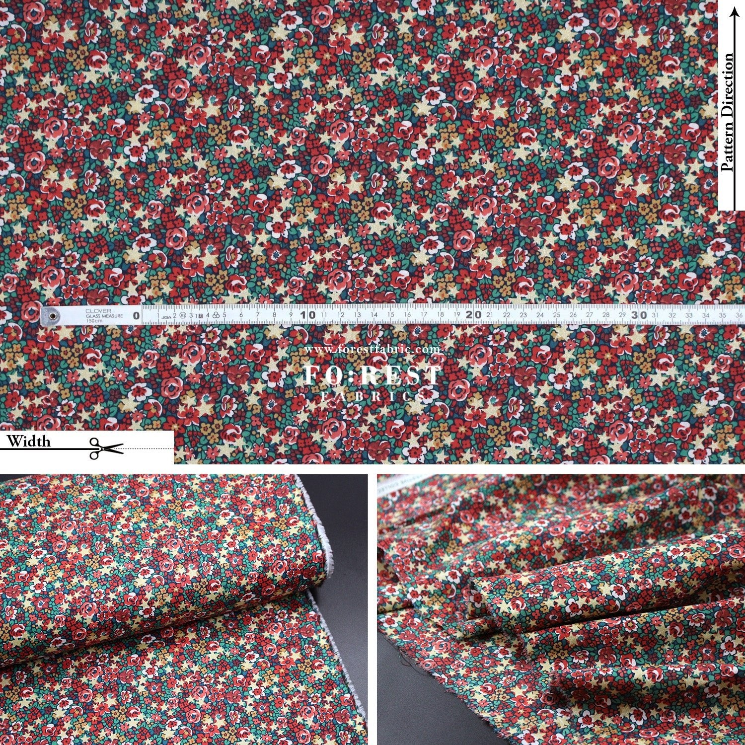 Liberty of London (Organic Tana Lawn™ Cotton Fabric) - Emma Etoile Festive - FO:REST Fabric 布恩堂Liberty fabrictana lawnjapanese fabricykk zipper