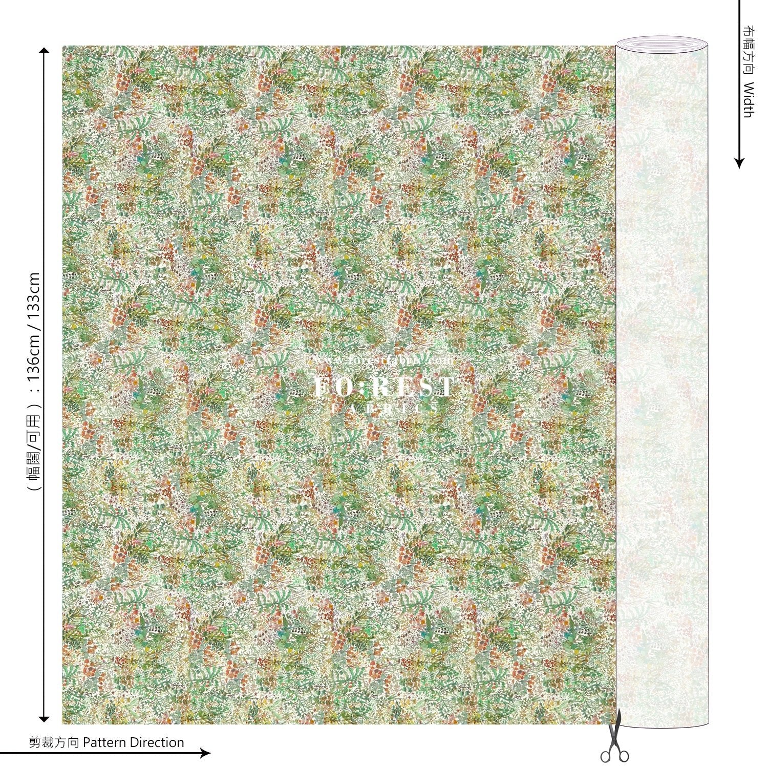 Liberty of London (Organic Tana Lawn Cotton Fabric) - Fields Of Eden C - FO:REST Fabric 布恩堂Liberty fabrictana lawnjapanese fabricykk zipper
