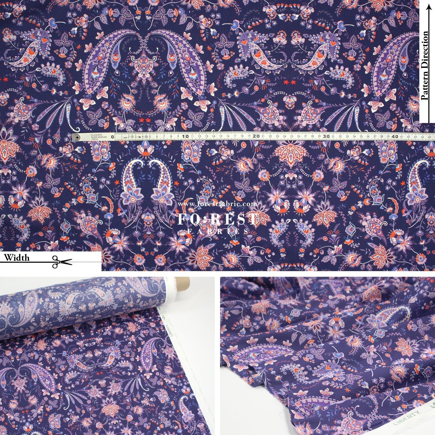 Liberty of London (Organic Tana Lawn Cotton Fabric) - Mirrored Paisley A - FO:REST Fabric 布恩堂Liberty fabrictana lawnjapanese fabricykk zipper