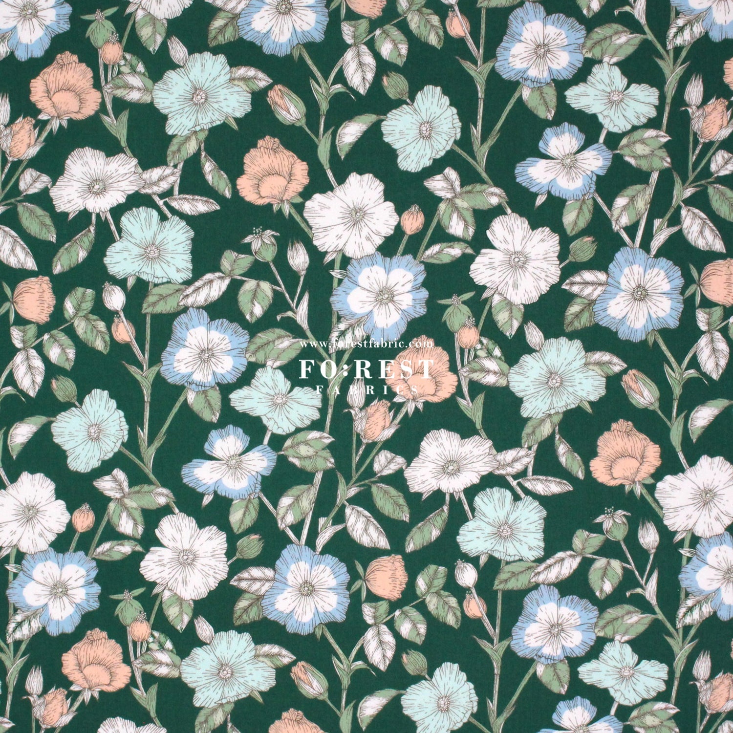 Liberty of London (Organic Tana Lawn Cotton Fabric) - Wild Petals B - FO:REST Fabric 布恩堂Liberty fabrictana lawnjapanese fabricykk zipper