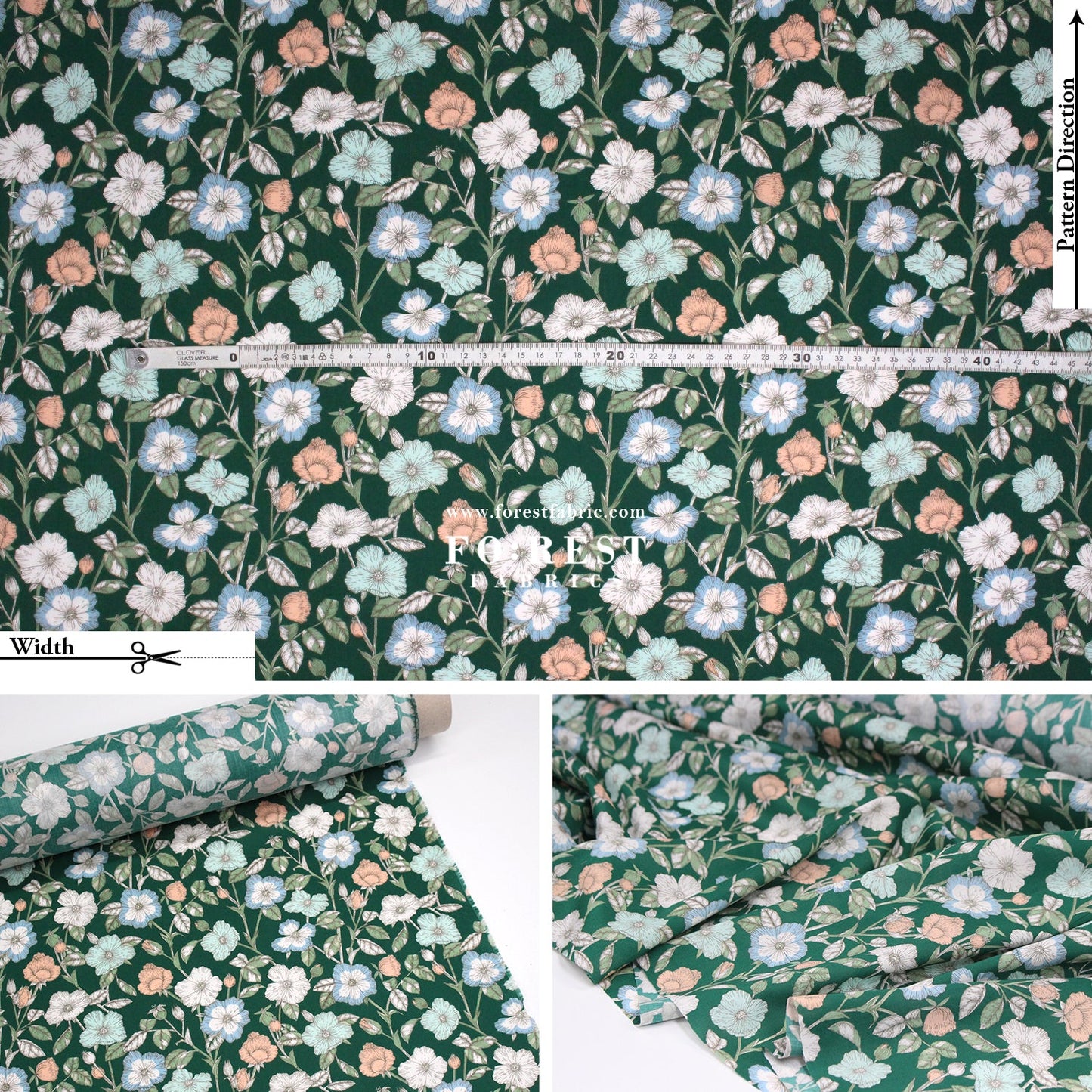 Liberty of London (Organic Tana Lawn Cotton Fabric) - Wild Petals B - FO:REST Fabric 布恩堂Liberty fabrictana lawnjapanese fabricykk zipper