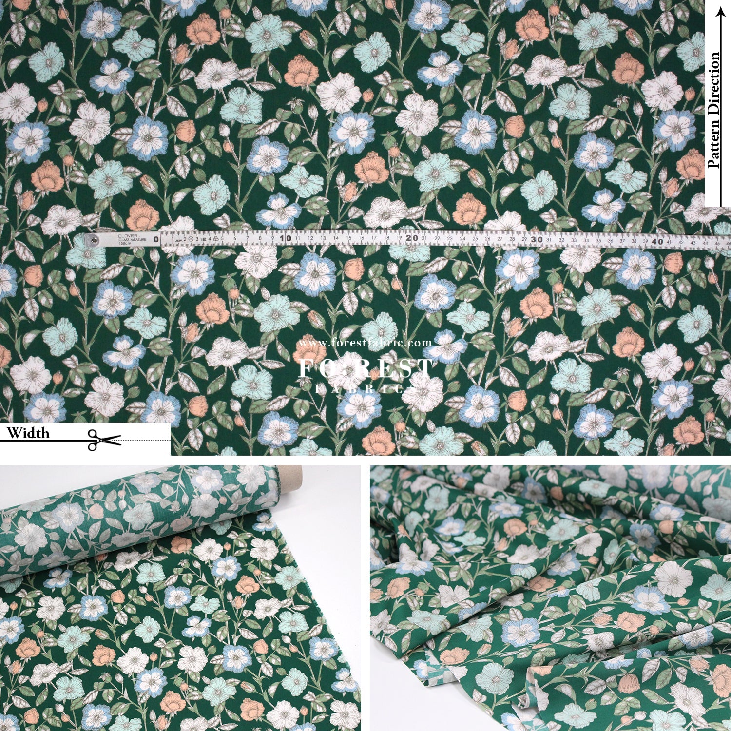 Liberty of London (Organic Tana Lawn Cotton Fabric) - Wild Petals B - FO:REST Fabric 布恩堂Liberty fabrictana lawnjapanese fabricykk zipper