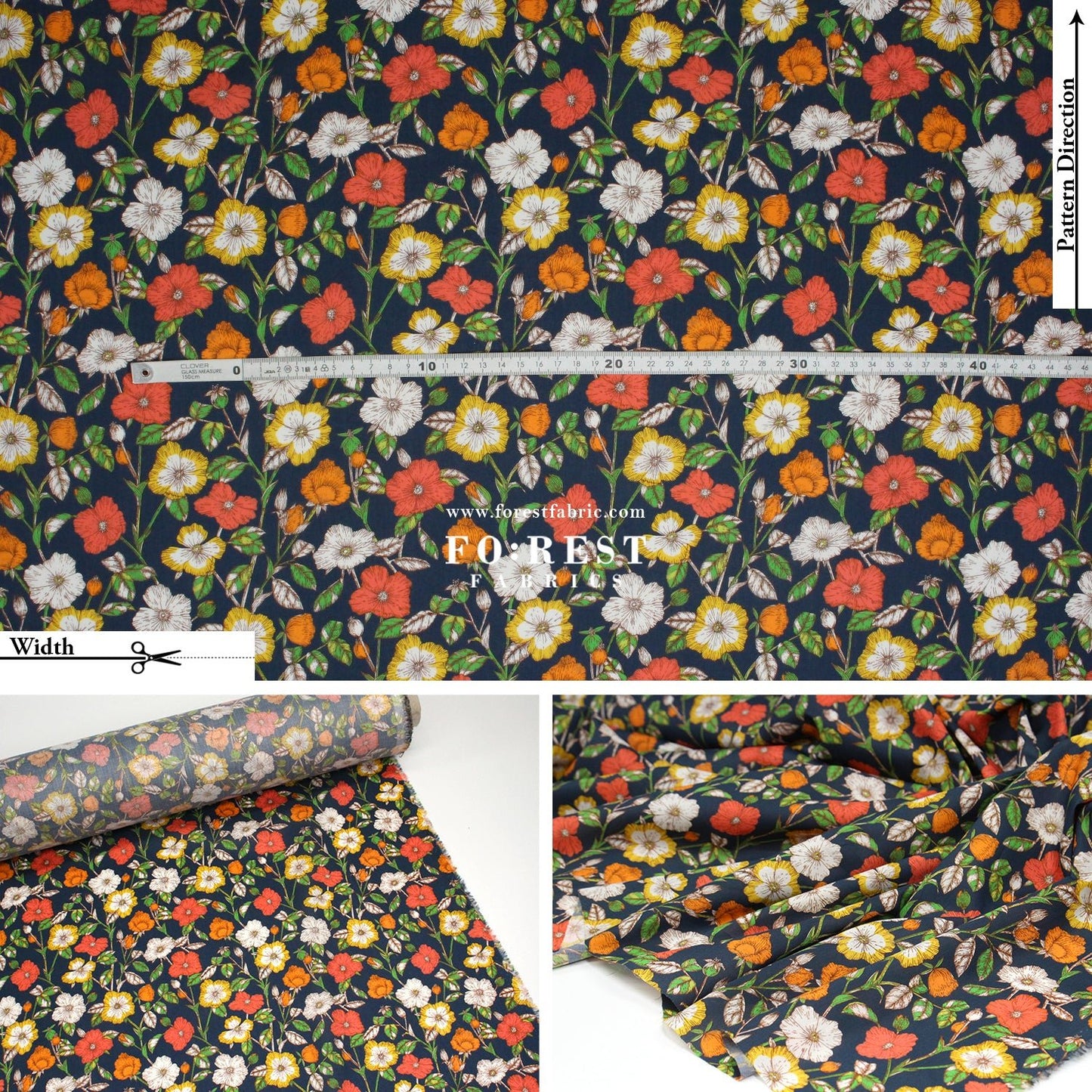 Liberty of London (Organic Tana Lawn Cotton Fabric) - Wild Petals C - FO:REST Fabric 布恩堂Liberty fabrictana lawnjapanese fabricykk zipper