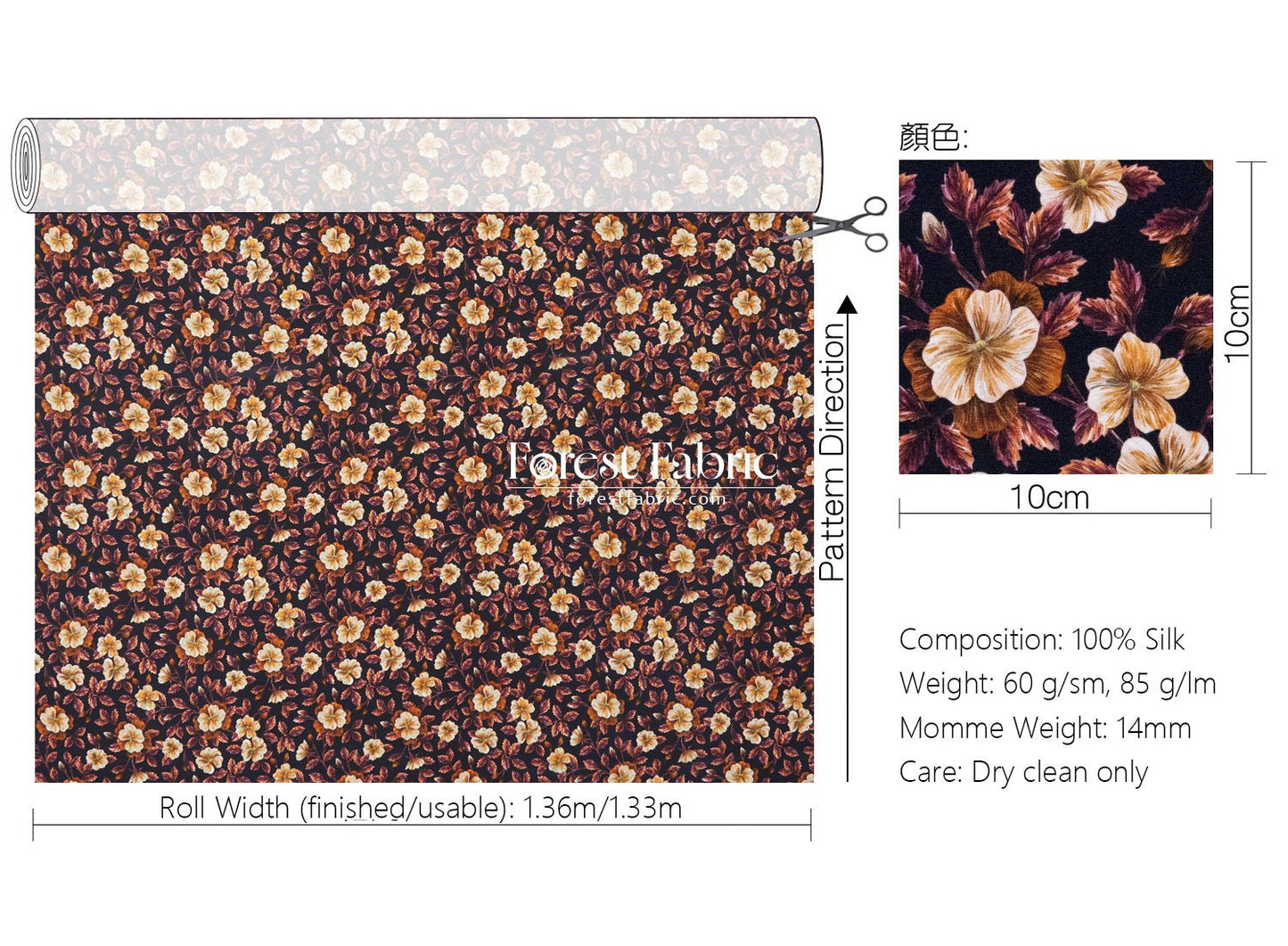 Liberty of London (Silk Crepe de Chine) - Embroidered Botanical - FO:REST Fabric 布恩堂Liberty fabrictana lawnjapanese fabricykk zipper