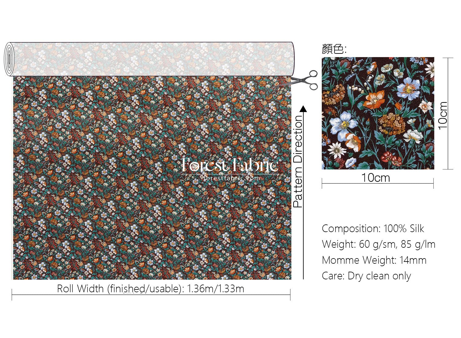 Liberty of London (Silk Crepe de Chine) - Rachel Meadow - FO:REST Fabric 布恩堂Liberty fabrictana lawnjapanese fabricykk zipper