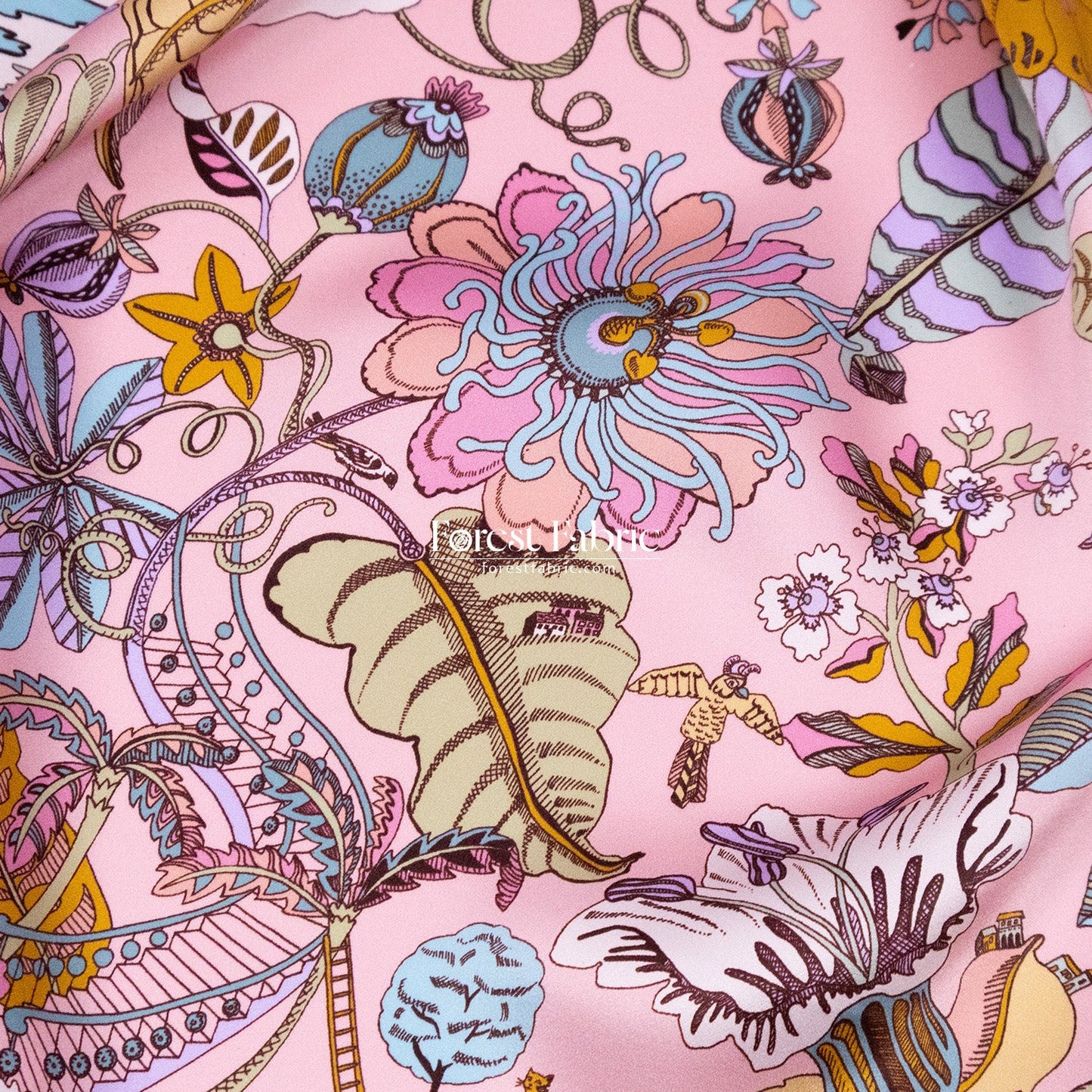Liberty of London (Silk Satin fabric) - Fantasy Land - FO:REST Fabric 布恩堂Liberty fabrictana lawnjapanese fabricykk zipper