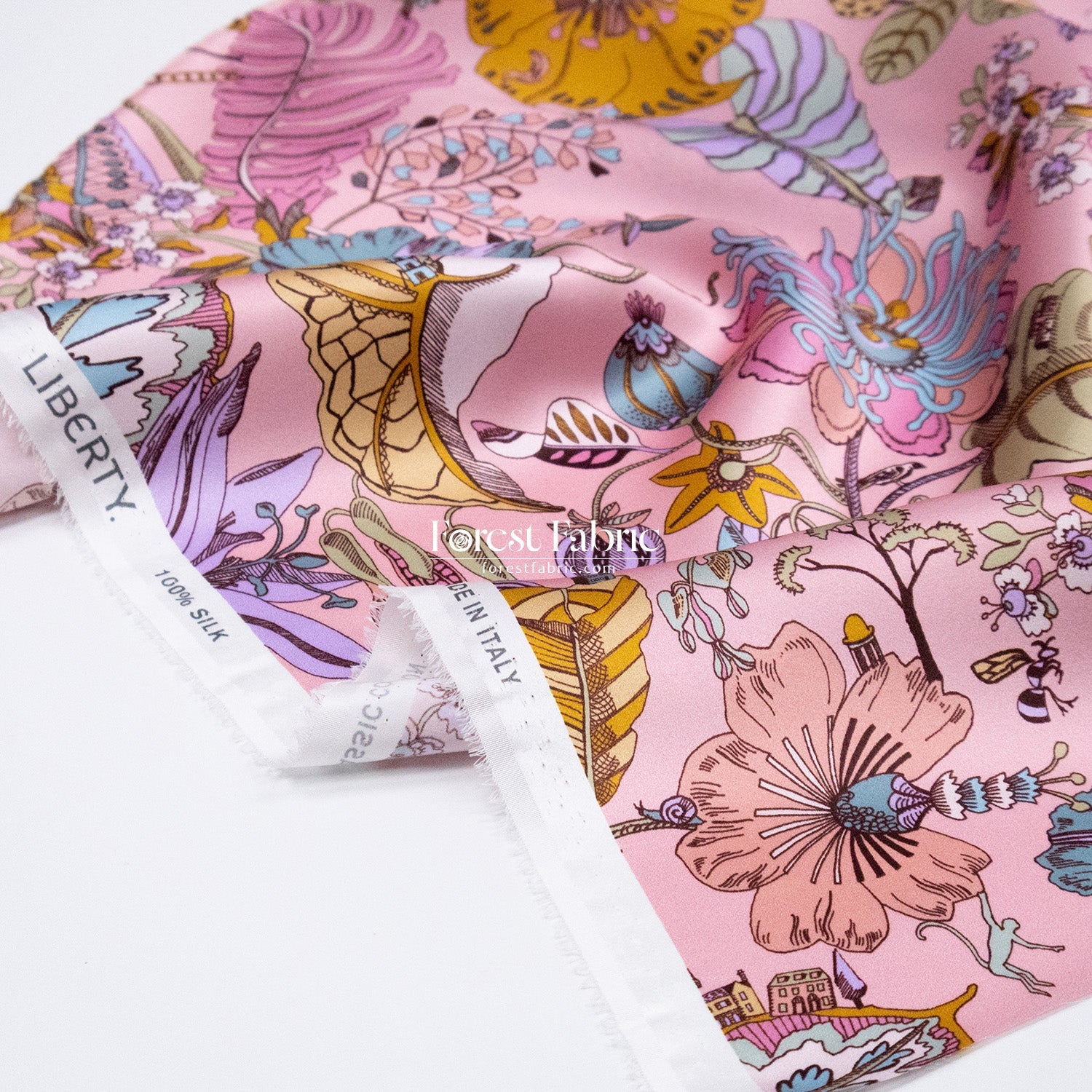 Liberty of London (Silk Satin fabric) - Fantasy Land - FO:REST Fabric 布恩堂Liberty fabrictana lawnjapanese fabricykk zipper