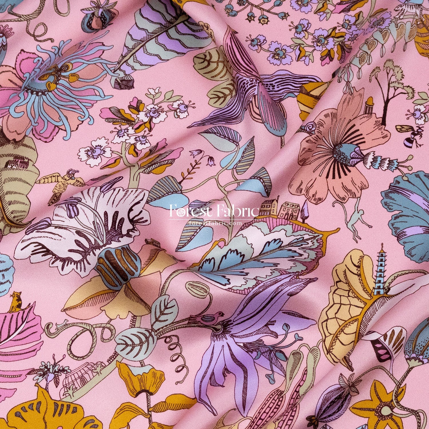 Liberty of London (Silk Satin fabric) - Fantasy Land - FO:REST Fabric 布恩堂Liberty fabrictana lawnjapanese fabricykk zipper