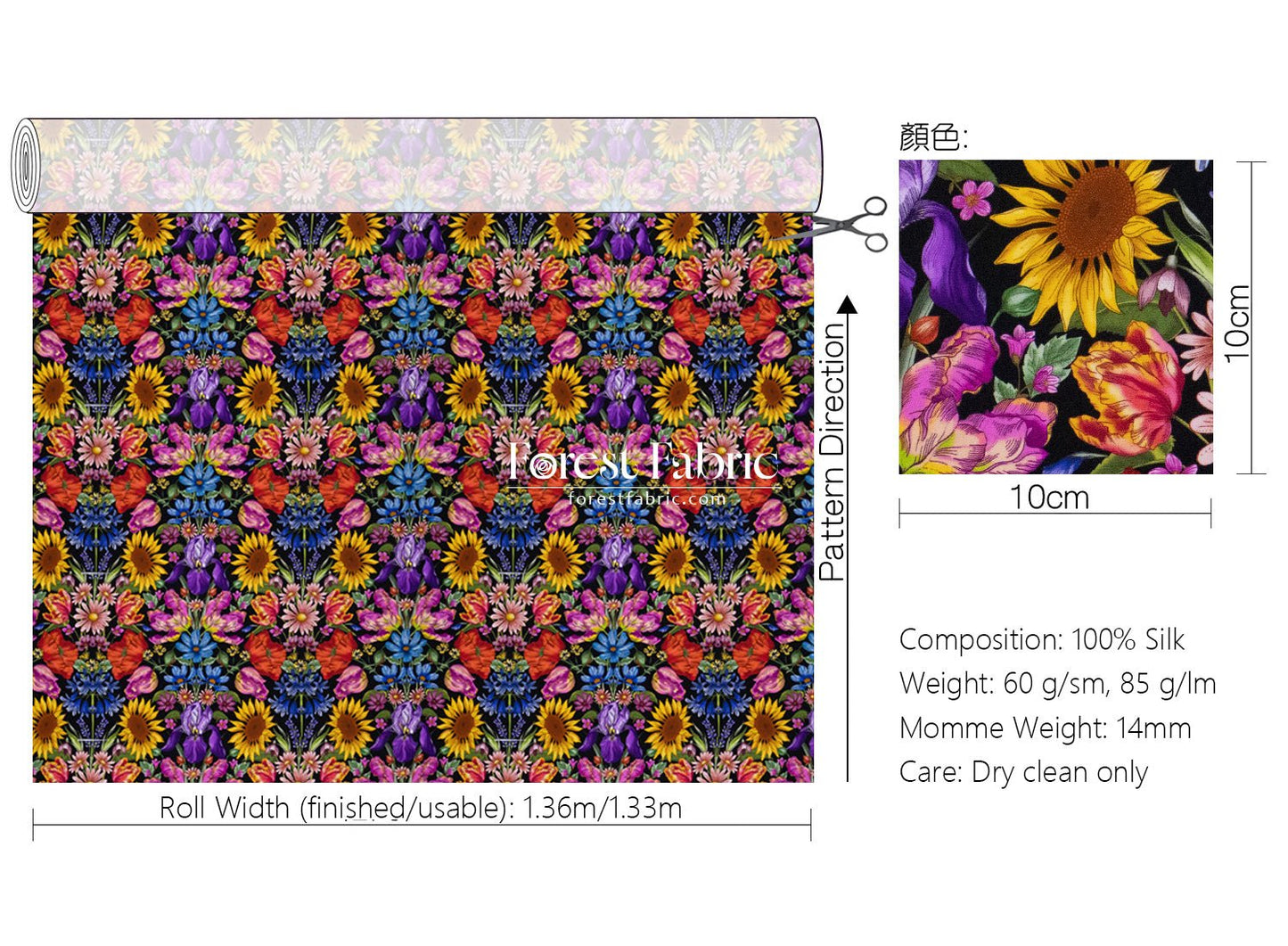 Liberty of London (Silk Satin fabric) - Floral Muse - FO:REST Fabric 布恩堂Liberty fabrictana lawnjapanese fabricykk zipper