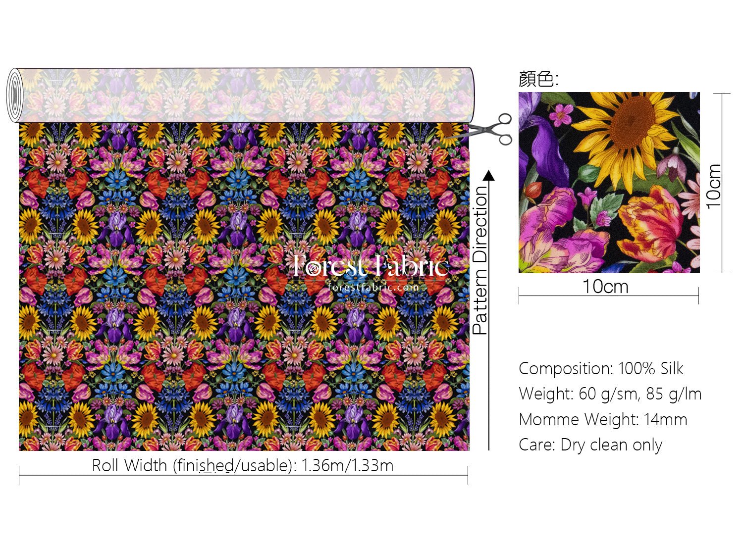 Liberty of London (Silk Satin fabric) - Floral Muse - FO:REST Fabric 布恩堂Liberty fabrictana lawnjapanese fabricykk zipper