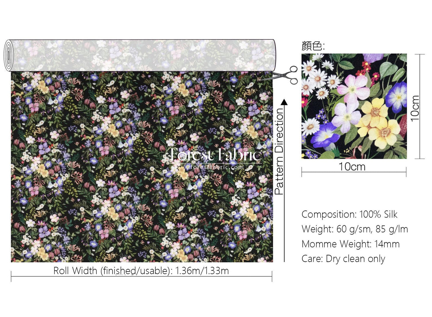 Liberty of London (Silk Satin fabric) - Mary Julie - FO:REST Fabric 布恩堂Liberty fabrictana lawnjapanese fabricykk zipper
