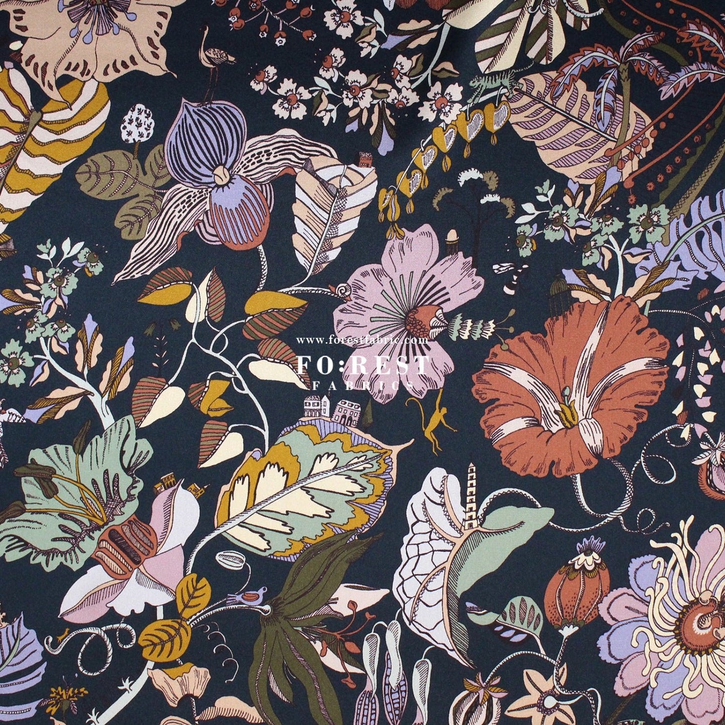 Liberty of London (Silk Satin) - Fantasy Land fabric - FO:REST Fabric 布恩堂Liberty fabrictana lawnjapanese fabricykk zipper