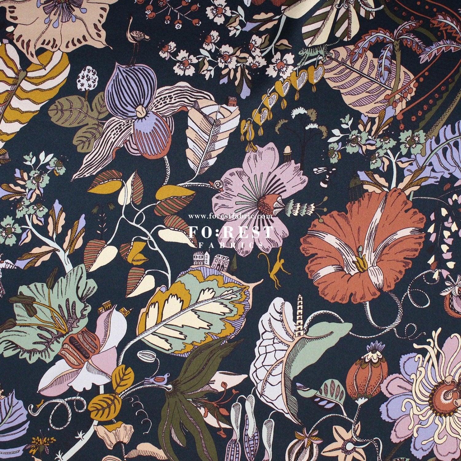Liberty of London (Silk Satin) - Fantasy Land fabric - FO:REST Fabric 布恩堂Liberty fabrictana lawnjapanese fabricykk zipper