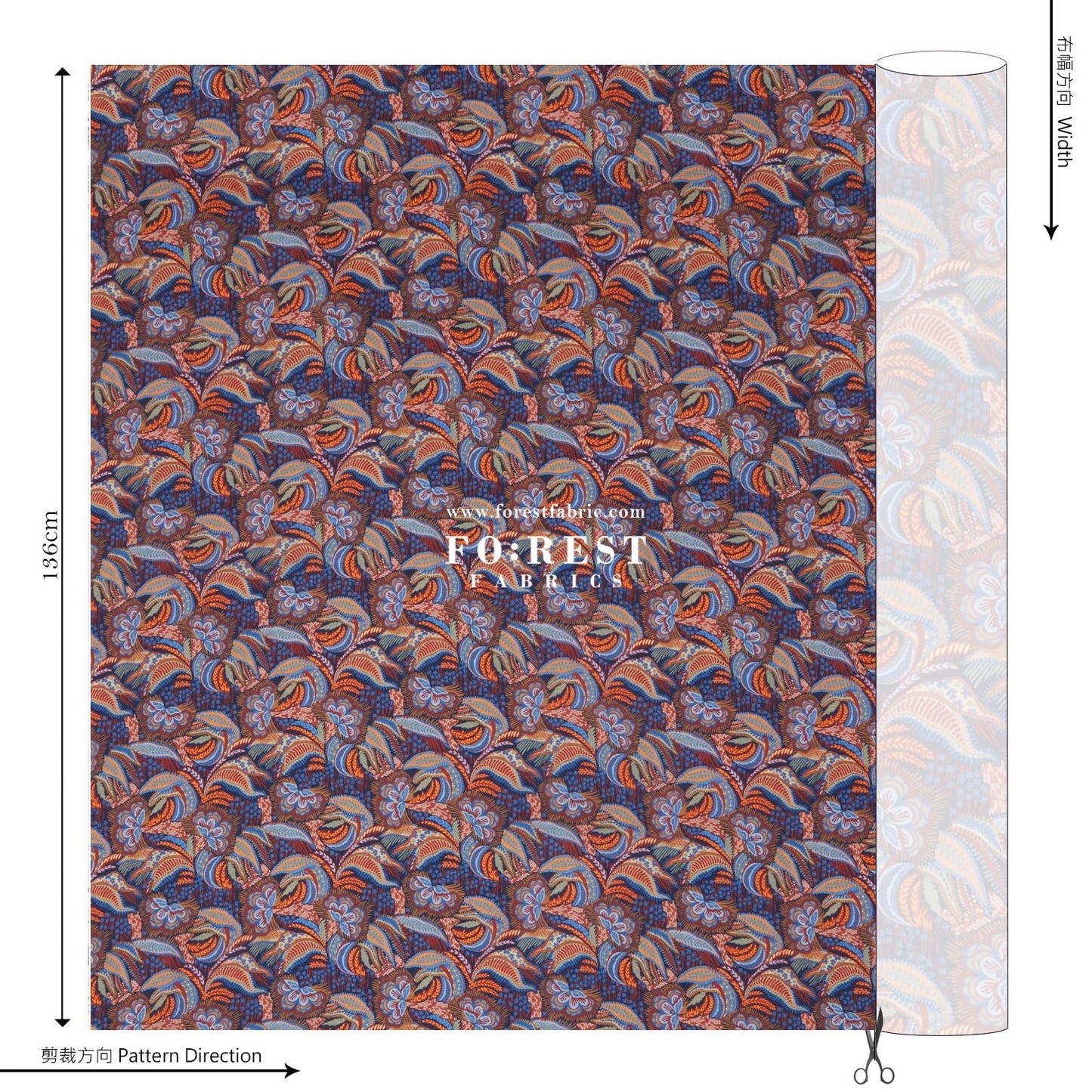 Liberty of London (Silk Satin) - Medusa fabric - FO:REST Fabric 布恩堂Liberty fabrictana lawnjapanese fabricykk zipper