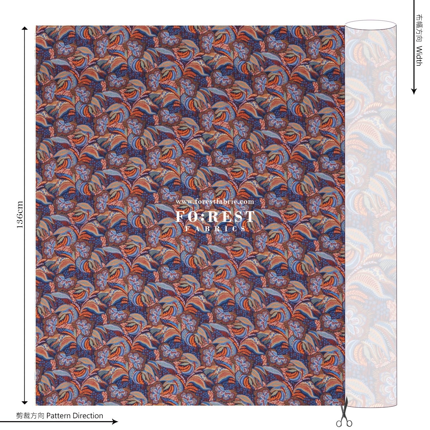 Liberty of London (Silk Satin) - Medusa fabric - FO:REST Fabric 布恩堂Liberty fabrictana lawnjapanese fabricykk zipper