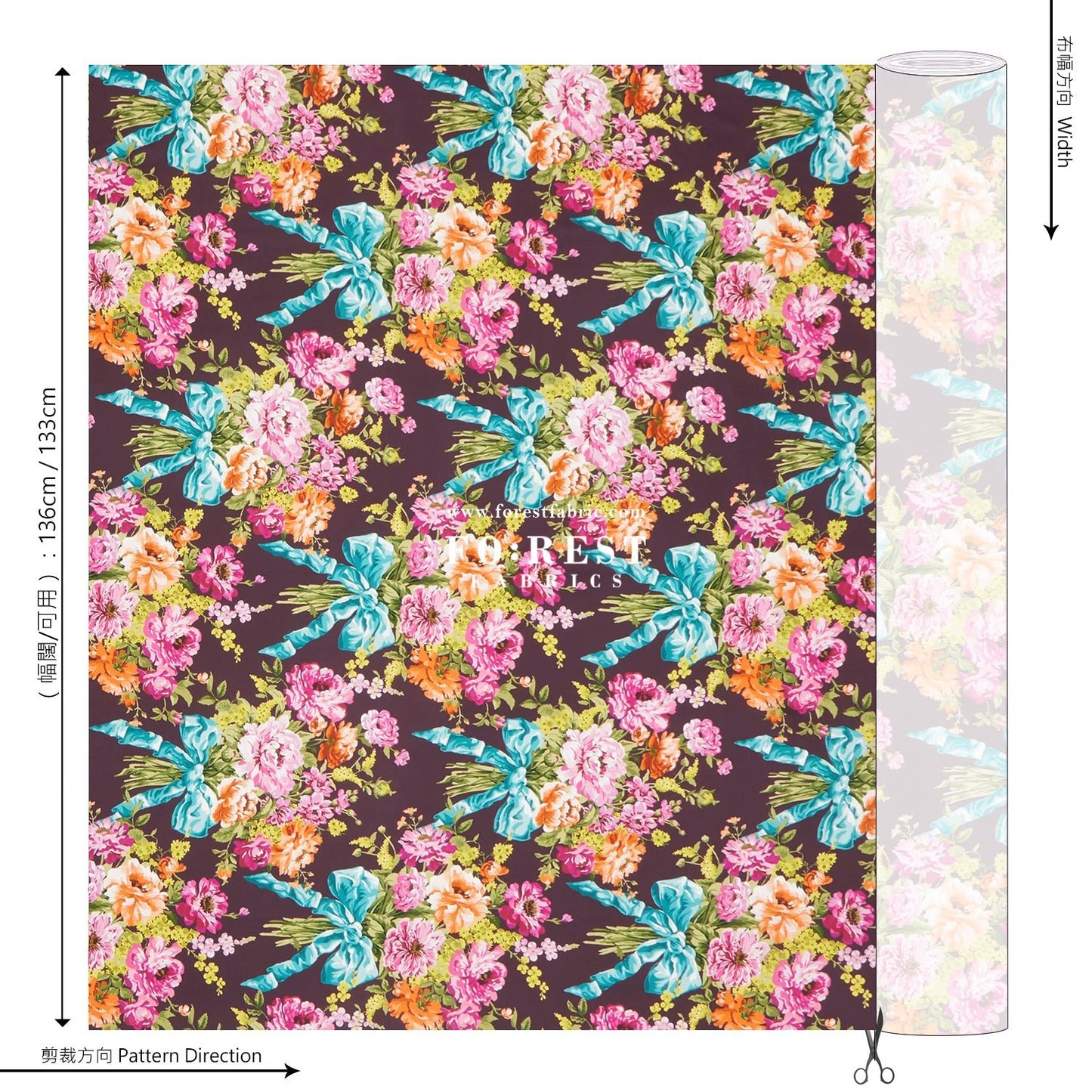 Liberty of London (Silk Twill) - Bow Bouquet - FO:REST Fabric 布恩堂Liberty fabrictana lawnjapanese fabricykk zipper