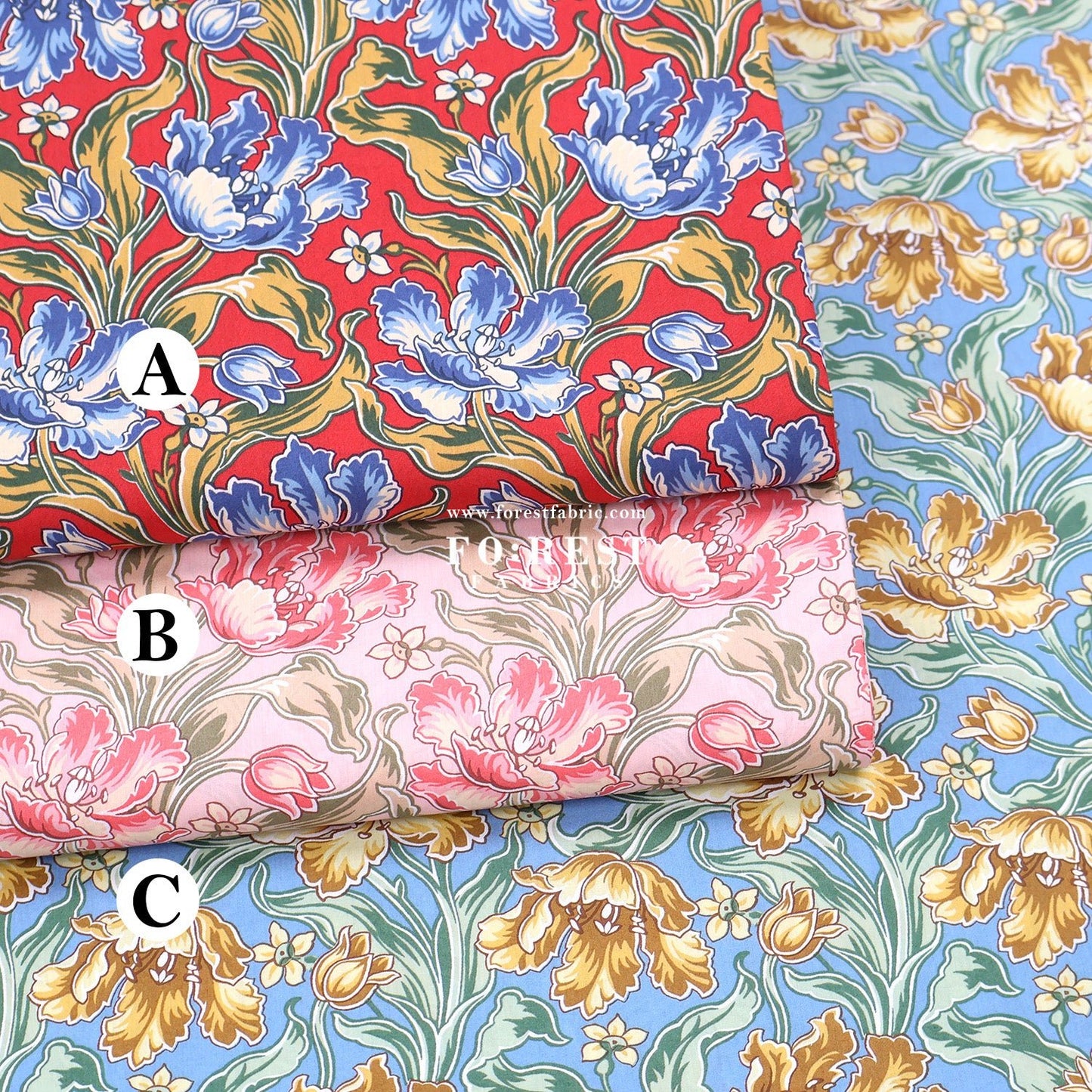 Liberty of London (Tana Lawn™ Cotton Fabric) - Archive Tulips - FO:REST Fabric 布恩堂Liberty fabrictana lawnjapanese fabricykk zipper