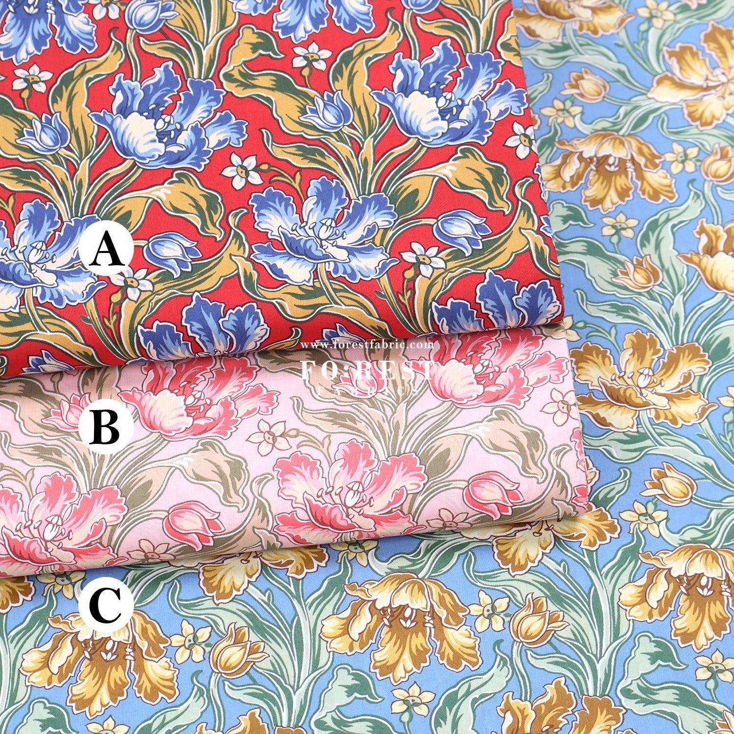 Liberty of London (Tana Lawn™ Cotton Fabric) - Archive Tulips - FO:REST Fabric 布恩堂Liberty fabrictana lawnjapanese fabricykk zipper