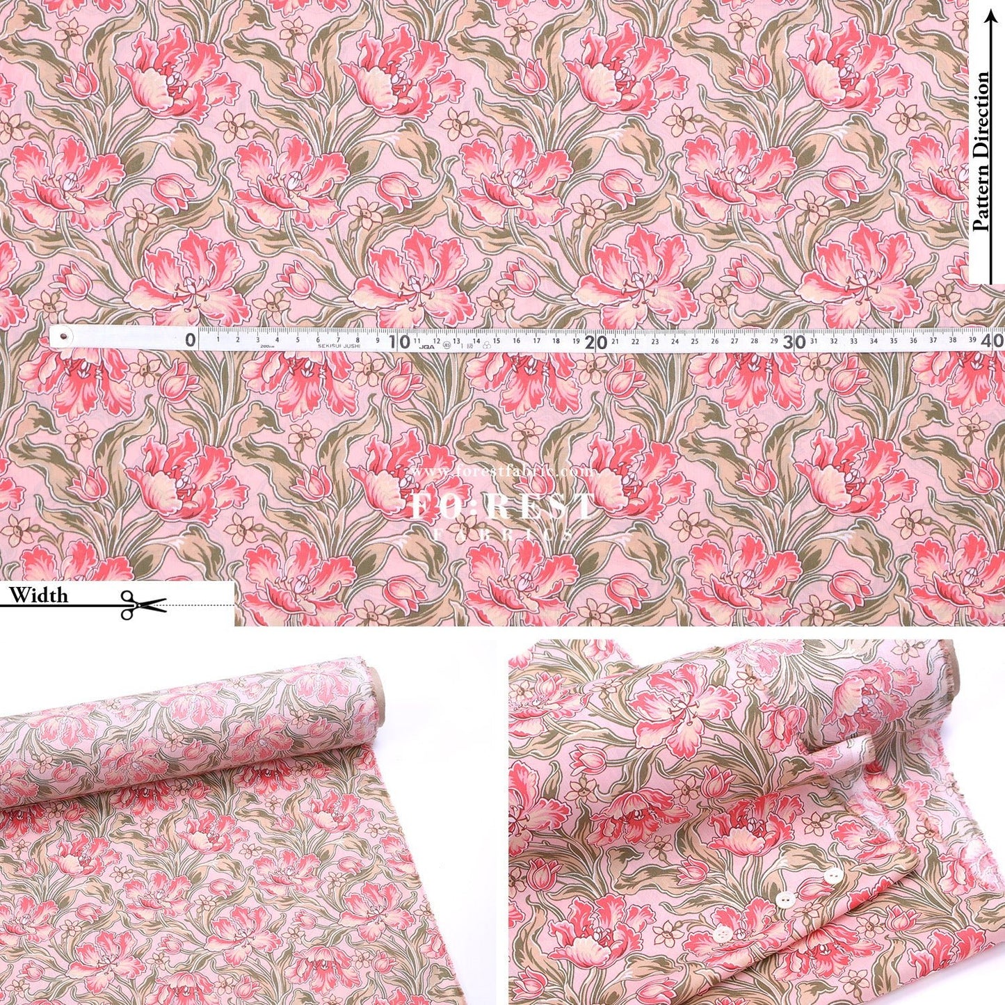 Liberty of London (Tana Lawn™ Cotton Fabric) - Archive Tulips - FO:REST Fabric 布恩堂Liberty fabrictana lawnjapanese fabricykk zipper