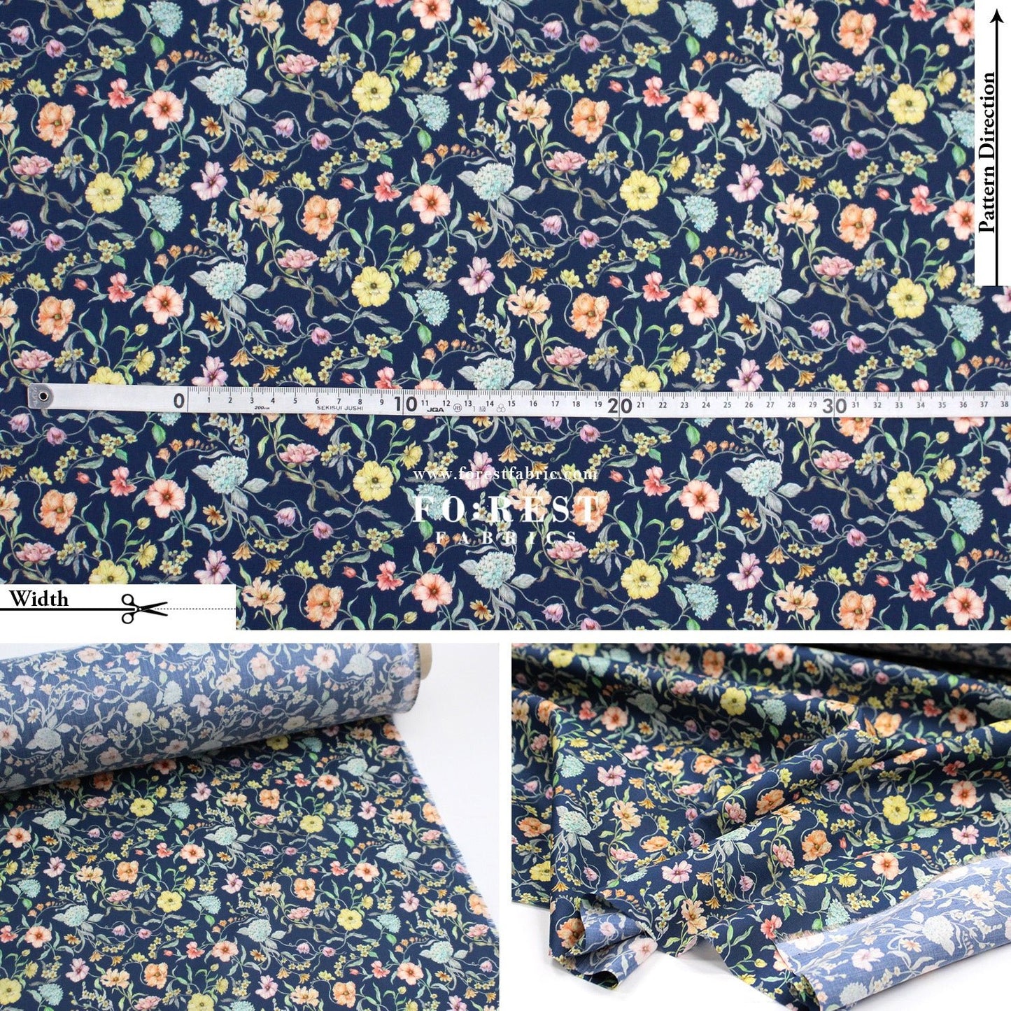 Liberty of London (Tana Lawn™ Cotton Fabric) - Battersea Blooms - FO:REST Fabric 布恩堂Liberty fabrictana lawnjapanese fabricykk zipper