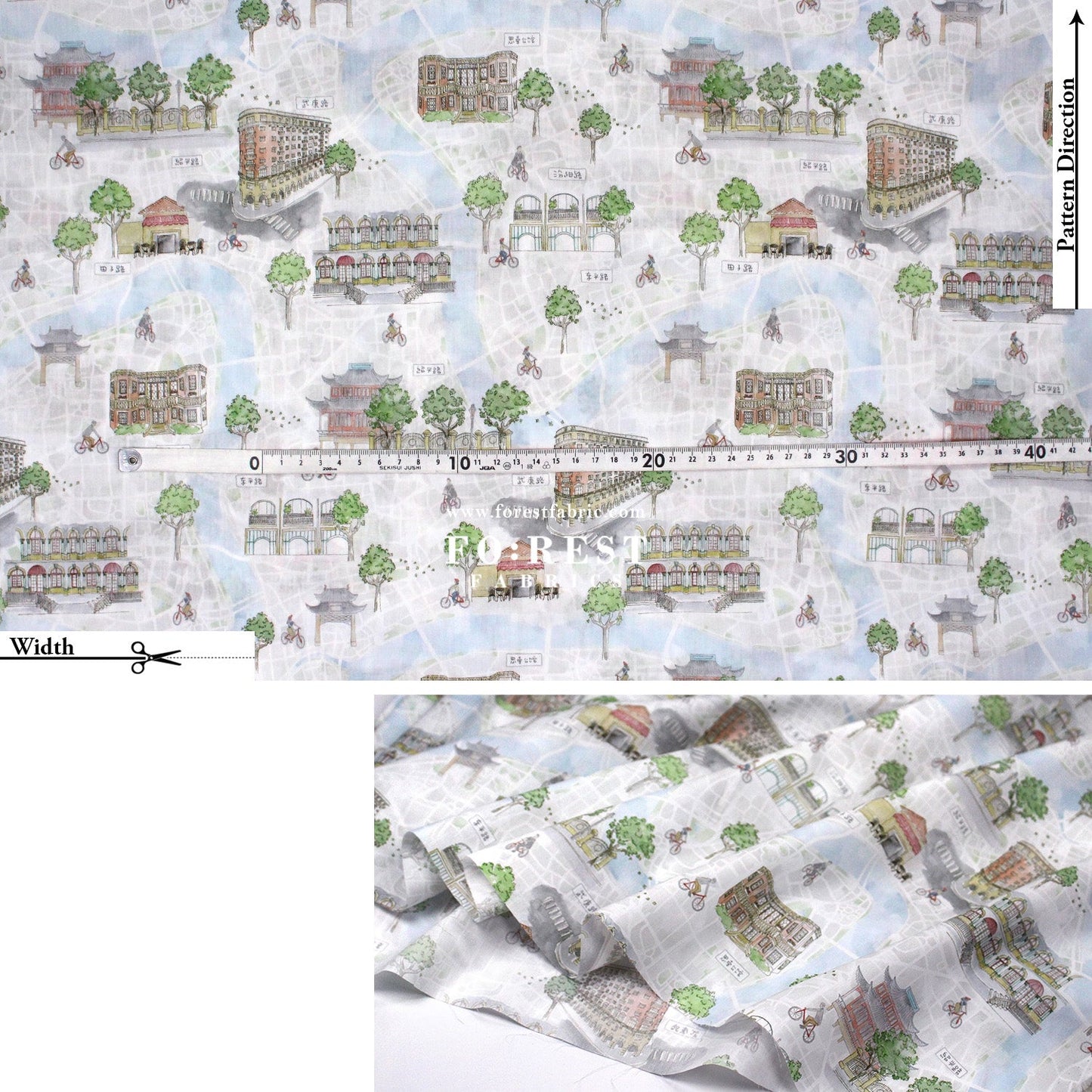 Liberty of London (Tana Lawn™ Cotton Fabric) - Bike Ride - FO:REST Fabric 布恩堂Liberty fabrictana lawnjapanese fabricykk zipper